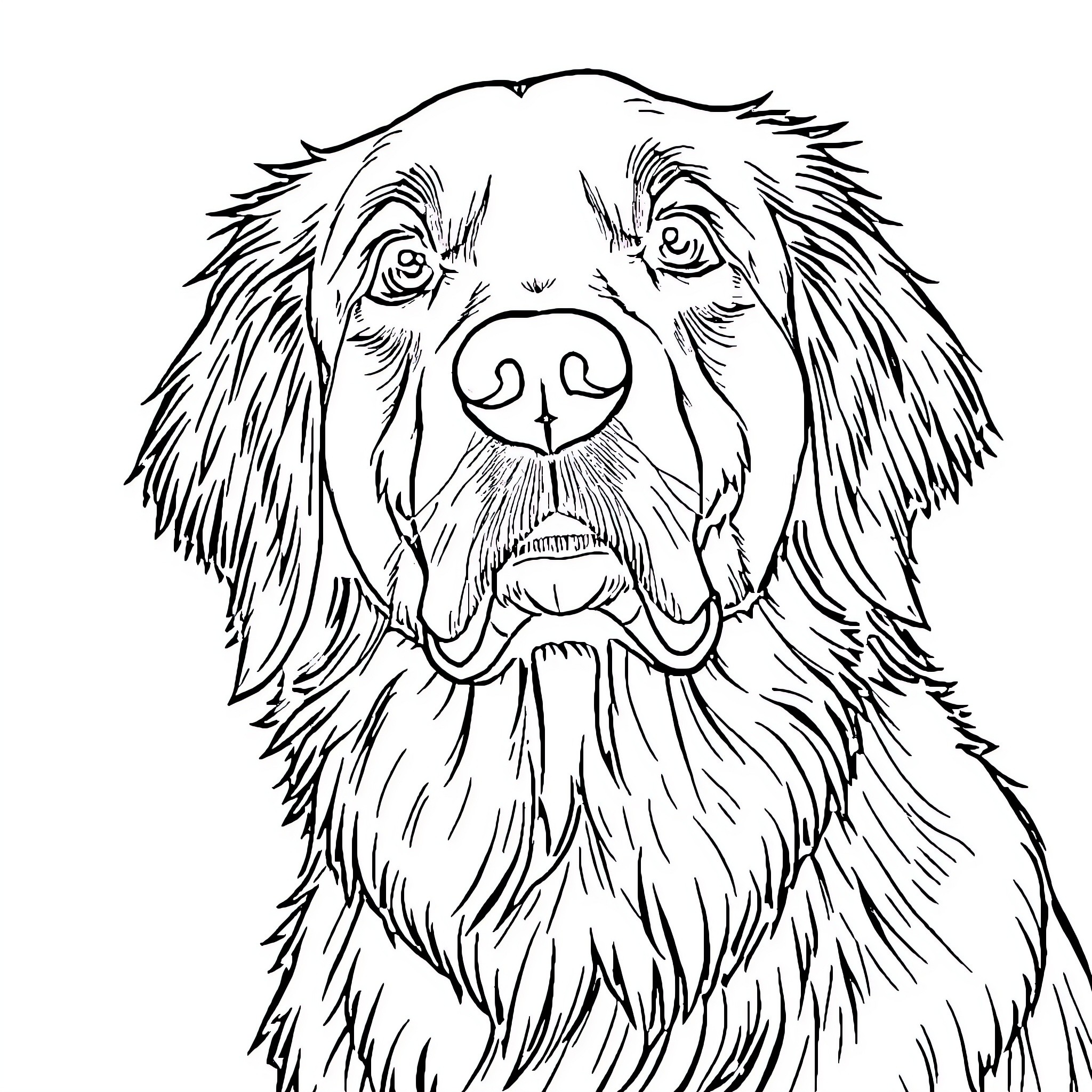 Dog with Shaggy Fur and Expressive Eyes Coloring Page (free black-and-white line drawing printable PDF for all, from beginners to advanced learners, including children, teens, adults, and seniors)