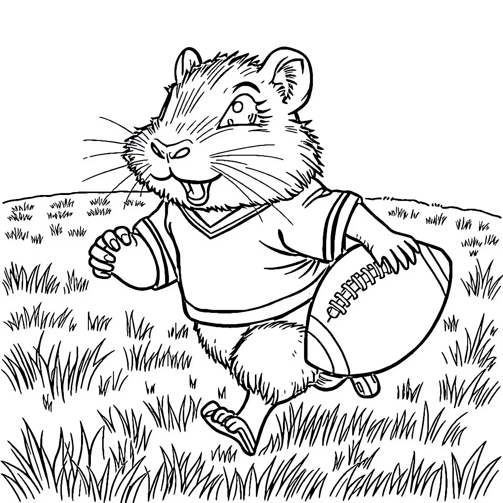 Gopher wearing striped overalls and holding a tool Coloring Page (free black-and-white line drawing printable PDF for all, from beginners to advanced learners, including children, teens, adults, and seniors)