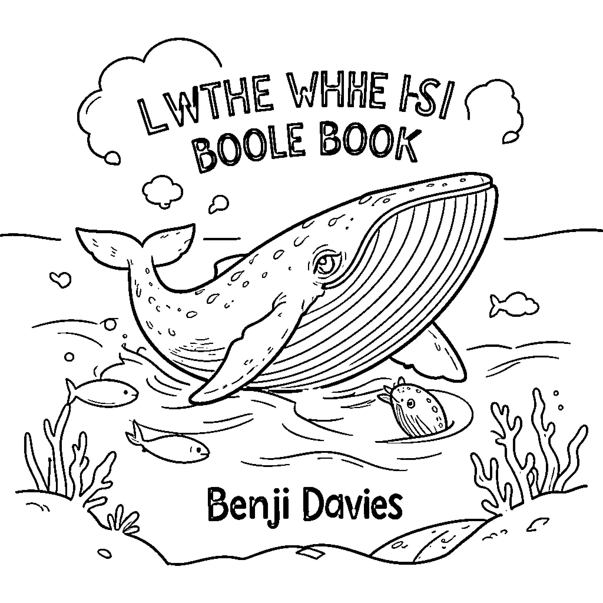 Whale and the Book of Boole Coloring Page (free black-and-white line drawing printable PDF for all, from beginners to advanced learners, including children, teens, adults, and seniors)