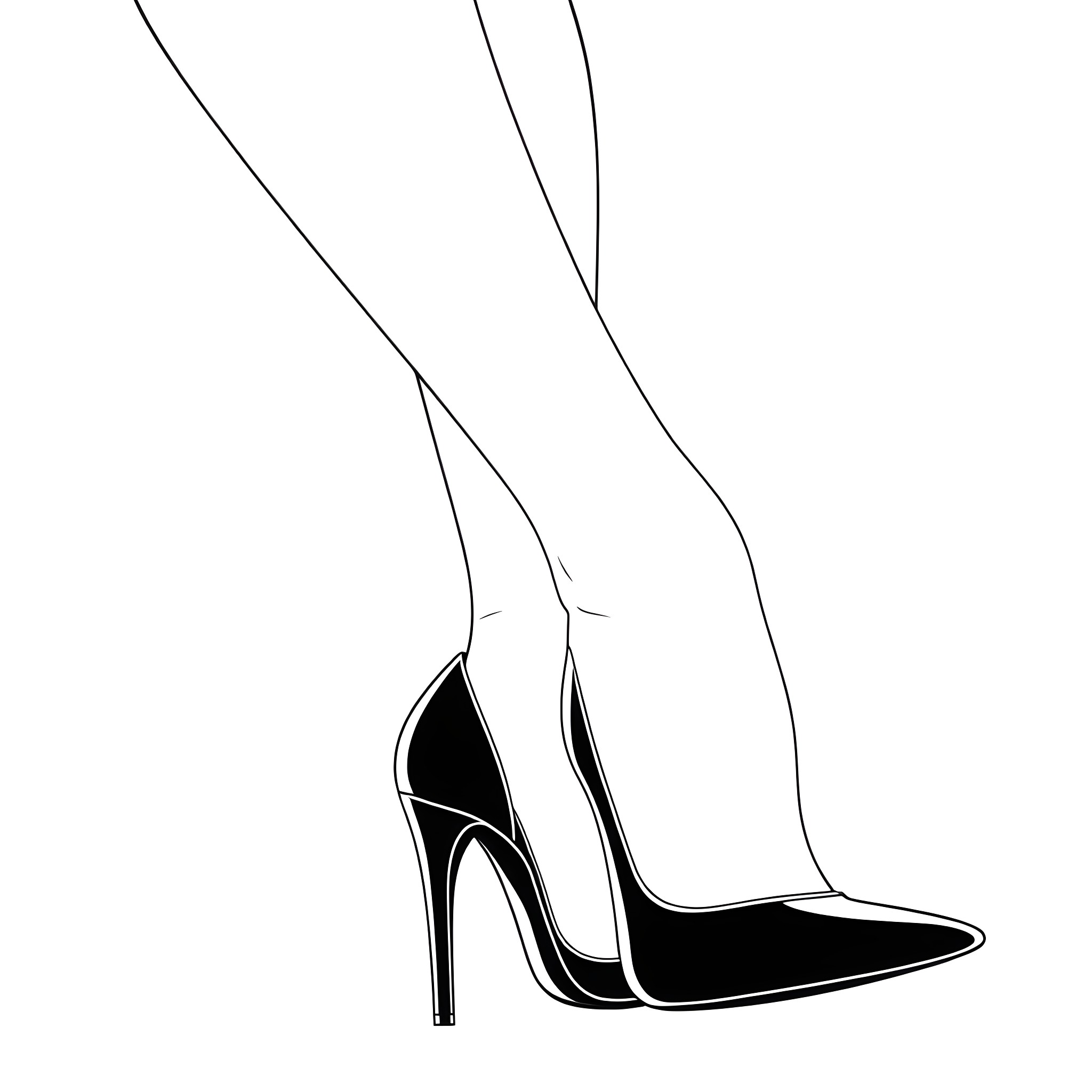 Woman's legs in high heels Coloring Page (free black-and-white line drawing printable PDF for all, from beginners to advanced learners, including children, teens, adults, and seniors)