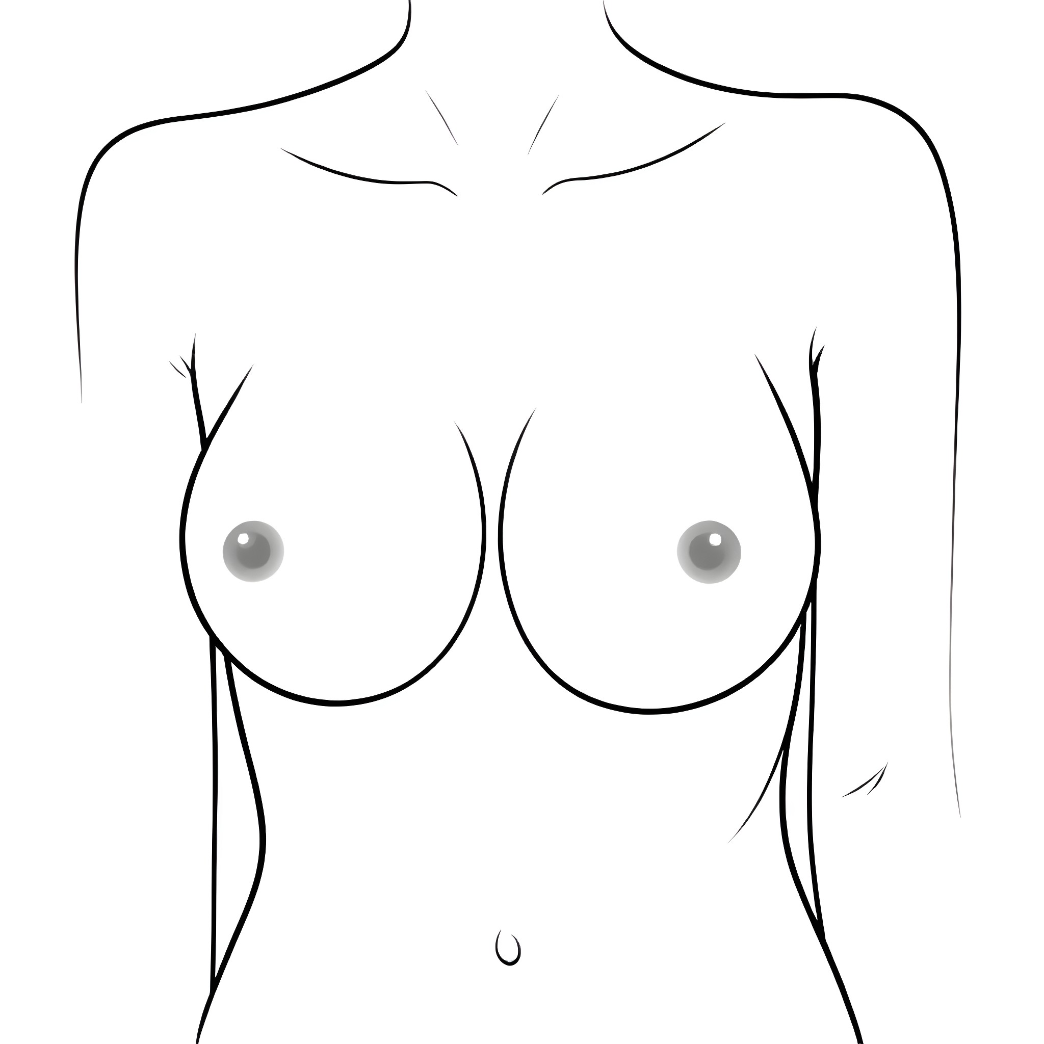 Breast Outline Illustration with Minimalist Anatomy Coloring Page (free black-and-white line drawing printable PDF for all, from beginners to advanced learners, including children, teens, adults, and seniors)