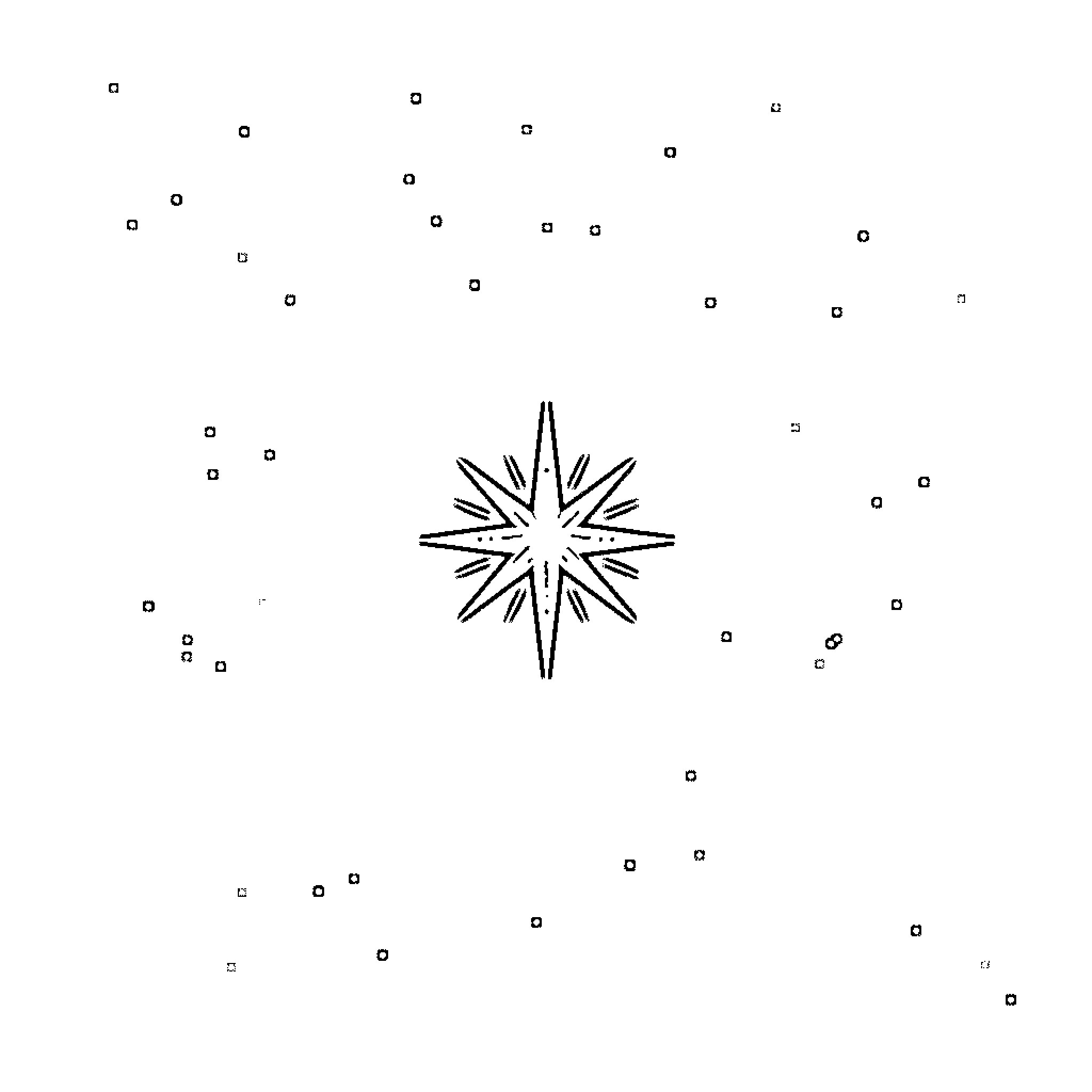 Star in the Cosmic Expanse Coloring Page (free black-and-white line drawing printable PDF for all, from beginners to advanced learners, including children, teens, adults, and seniors)