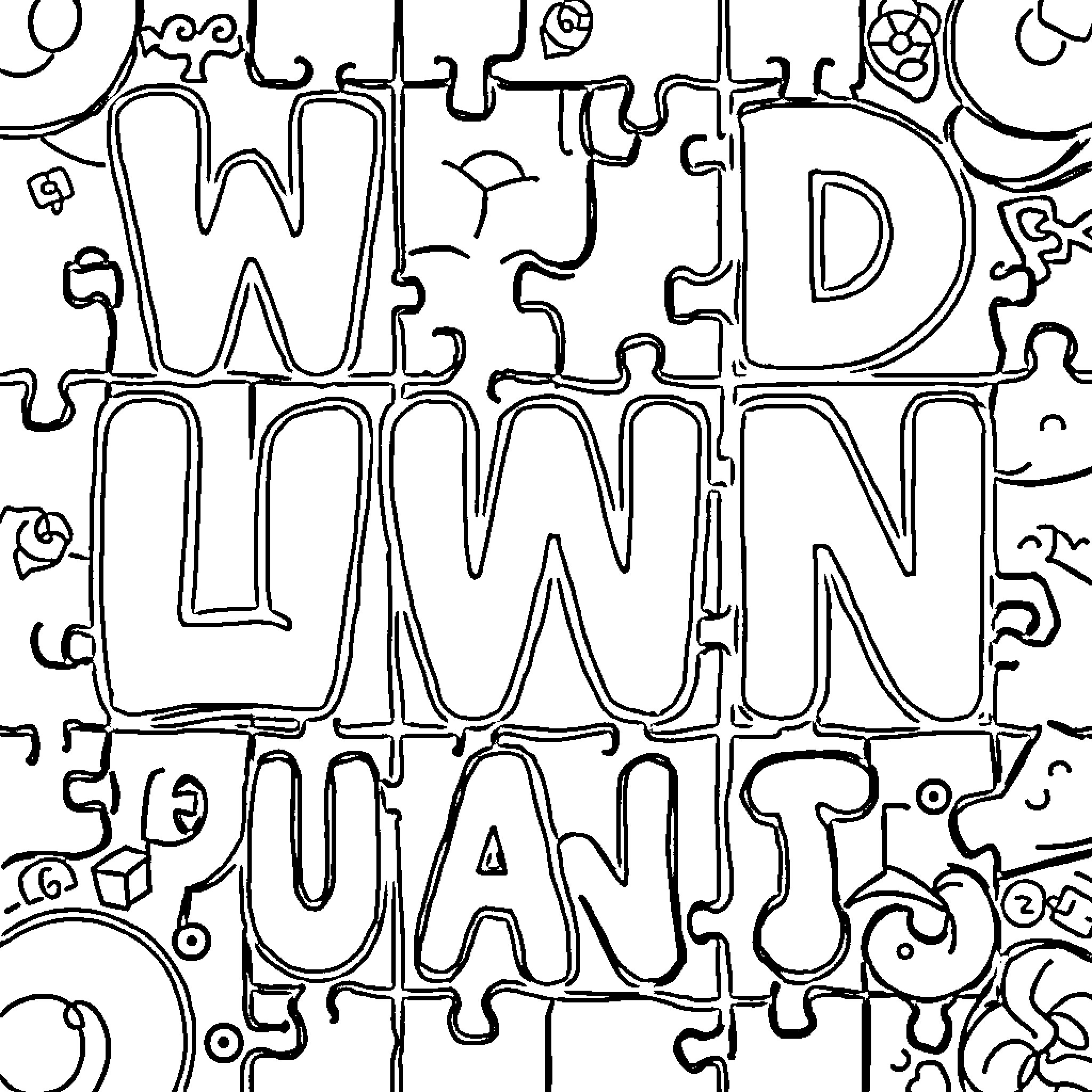 Word Puzzle of Abstract Shapes and Patterns Coloring Page (free black-and-white line drawing printable PDF for all, from beginners to advanced learners, including children, teens, adults, and seniors)