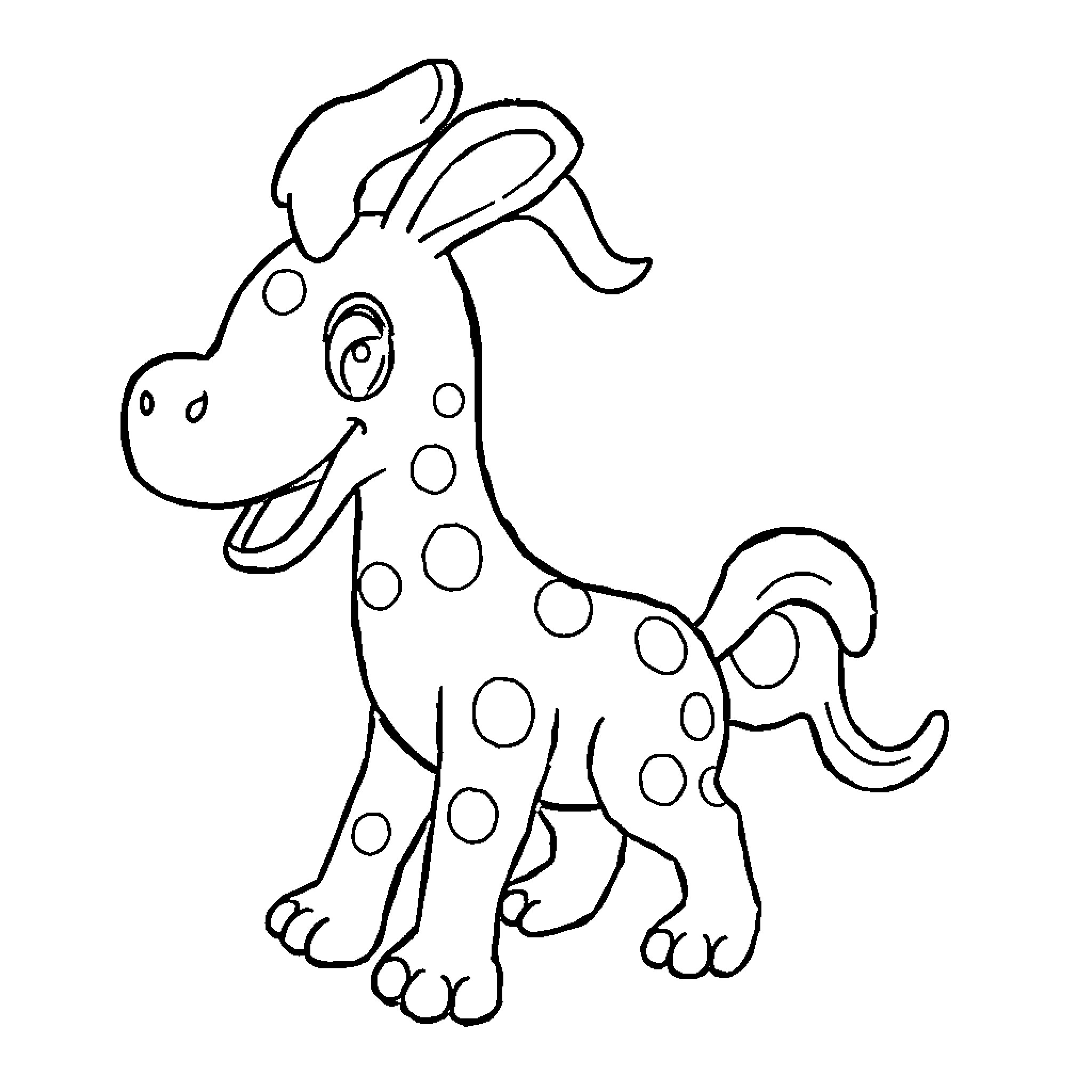 Tangaloo Joyful Spotted Creature Coloring Page (free black-and-white line drawing printable PDF for all, from beginners to advanced learners, including children, teens, adults, and seniors)