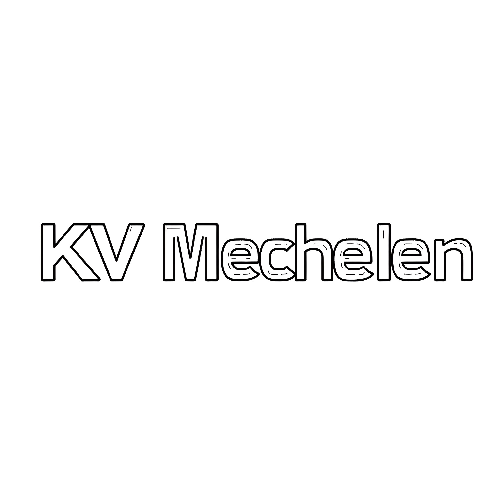 KV Mechelen text logo Coloring Page (free black-and-white line drawing printable PDF for all, from beginners to advanced learners, including children, teens, adults, and seniors)