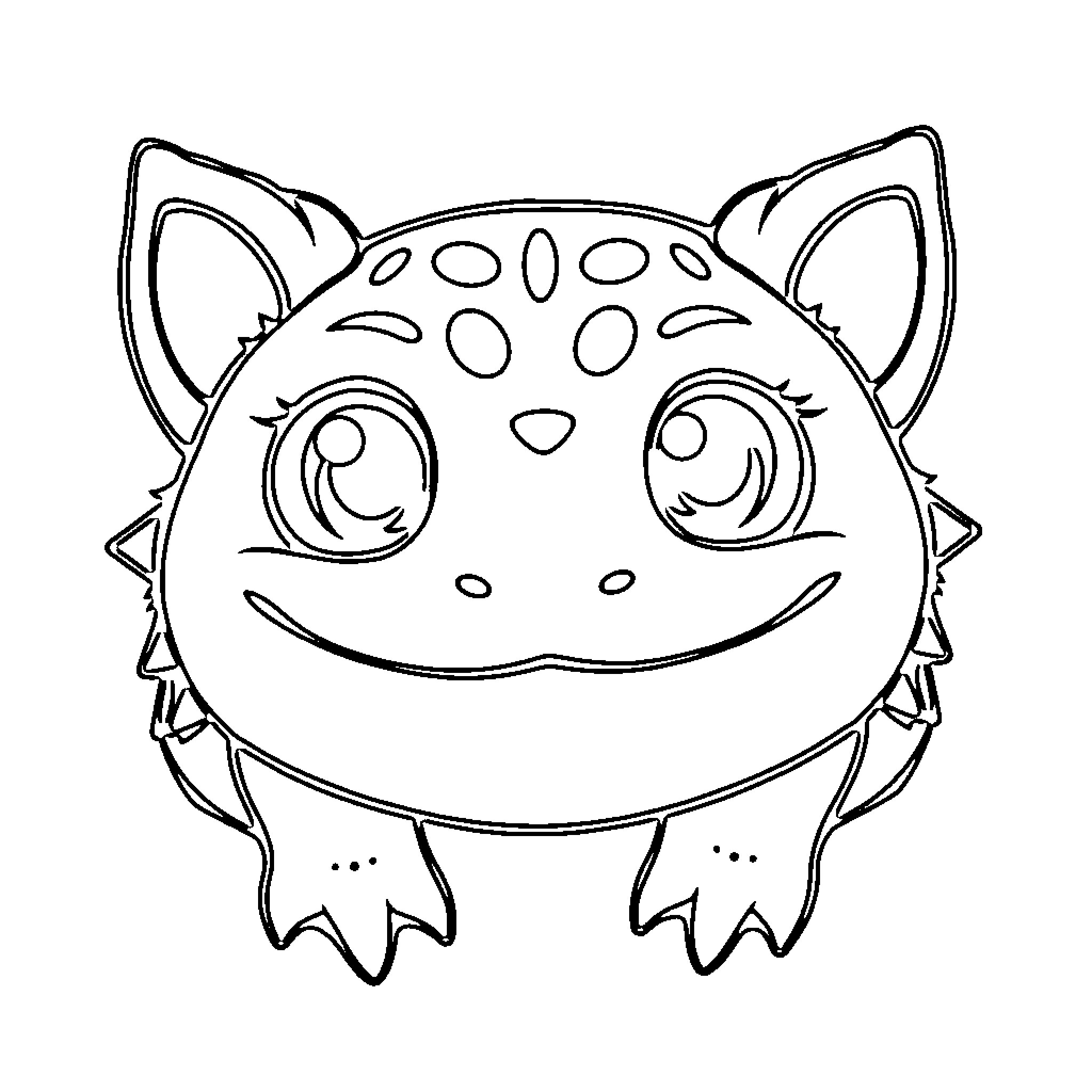 Axolotl with whimsical expression Coloring Page (free black-and-white line drawing printable PDF for all, from beginners to advanced learners, including children, teens, adults, and seniors)
