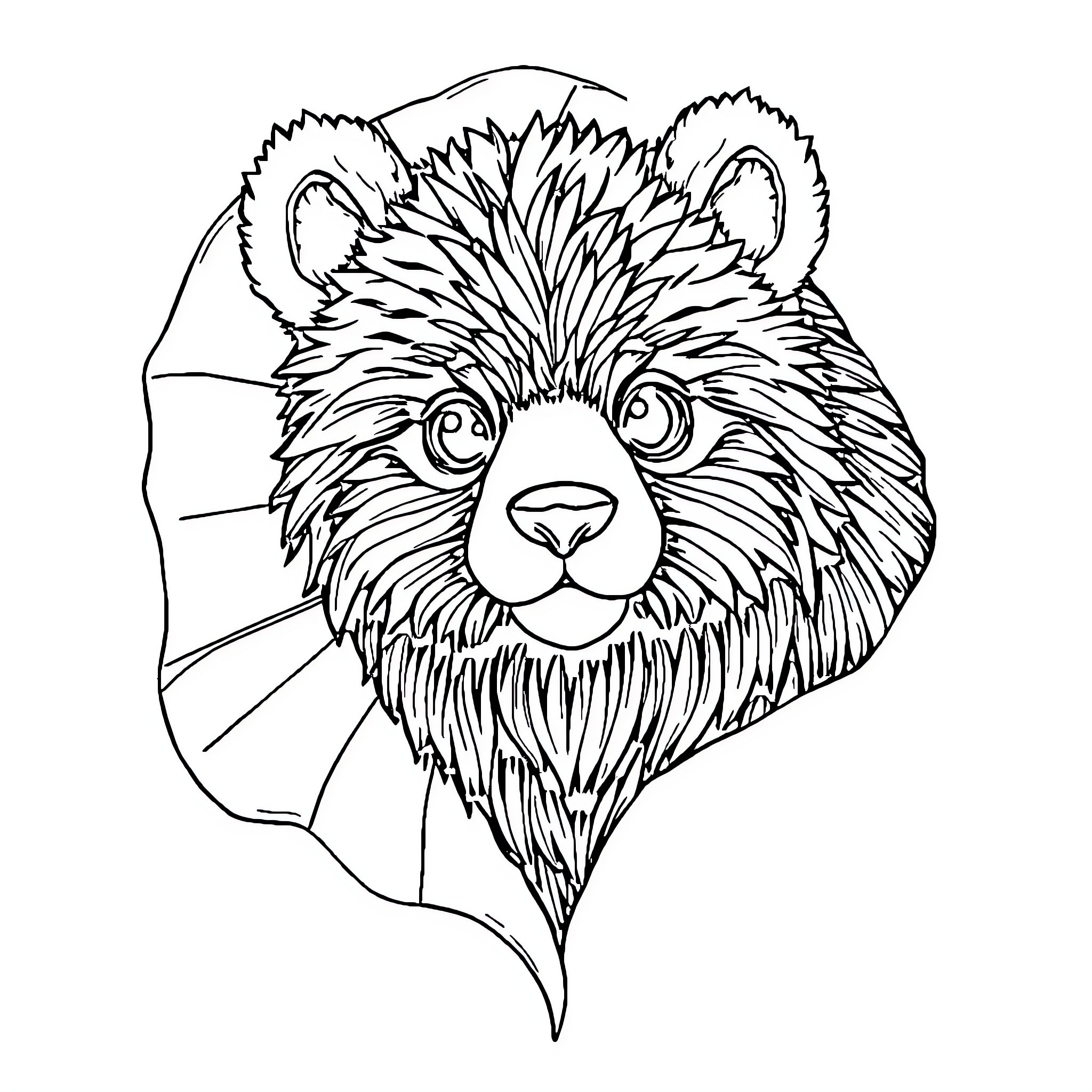 Bear with Expressive Face and Intricate Fur Coloring Page (free black-and-white line drawing printable PDF for all, from beginners to advanced learners, including children, teens, adults, and seniors)