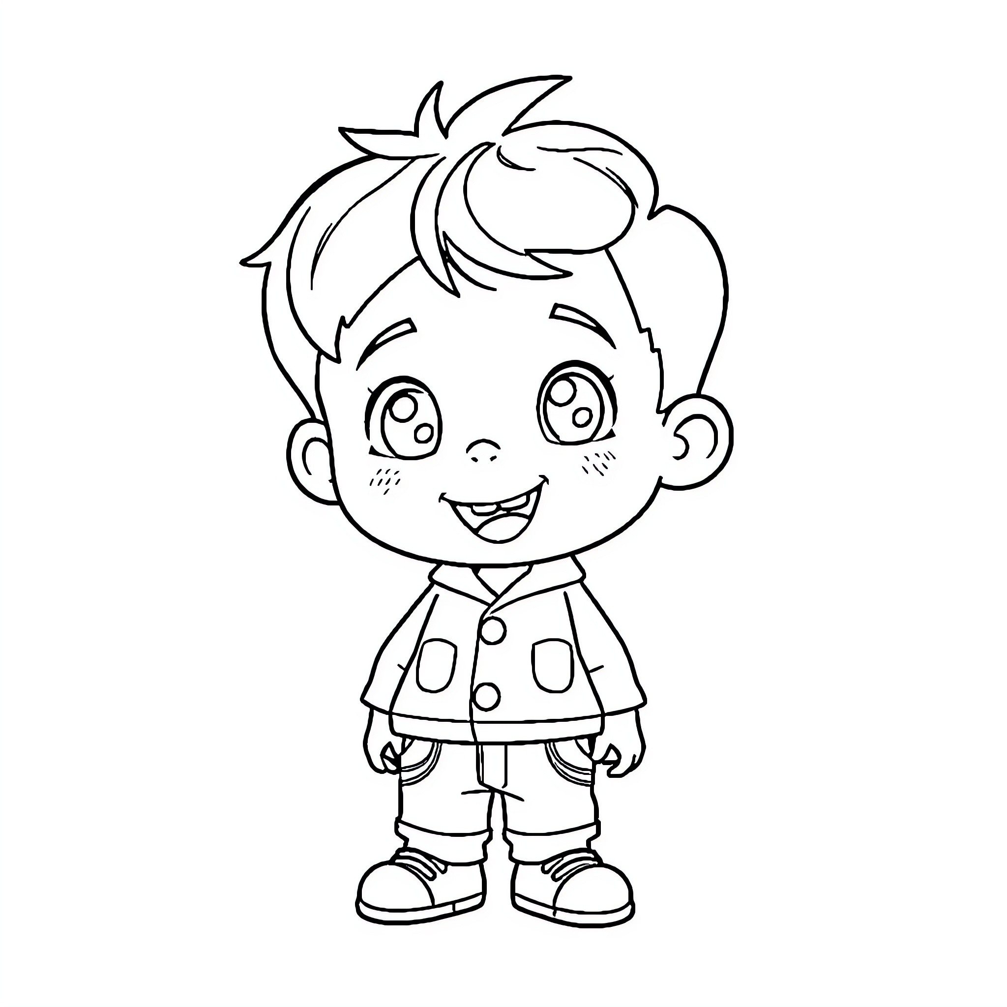 Toca Boca Character in happy and playful pose Coloring Page (free black-and-white line drawing printable PDF for all, from beginners to advanced learners, including children, teens, adults, and seniors)