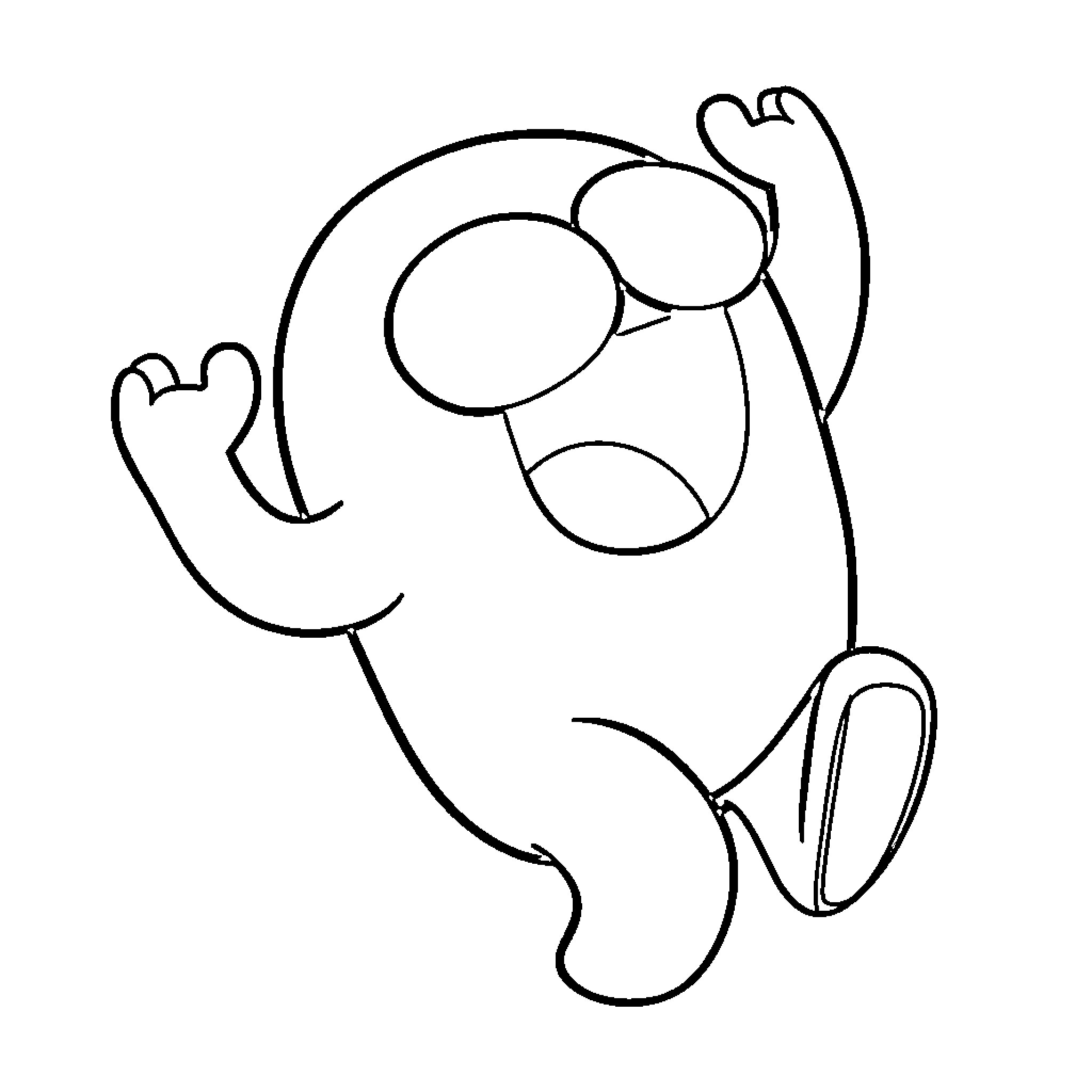 Among Us Character in Stickman Style Coloring Page (free black-and-white line drawing printable PDF for all, from beginners to advanced learners, including children, teens, adults, and seniors)