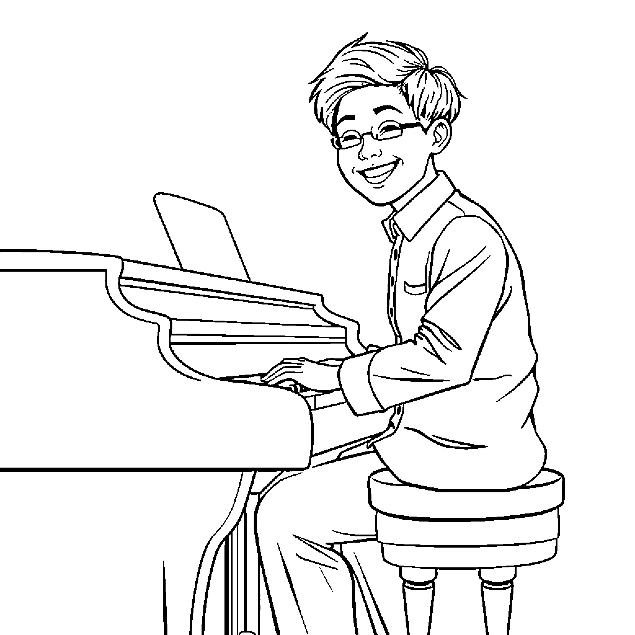 Tung Tung Sahur: Joyful musical performance Coloring Page (free black-and-white line drawing printable PDF for all, from beginners to advanced learners, including children, teens, adults, and seniors)