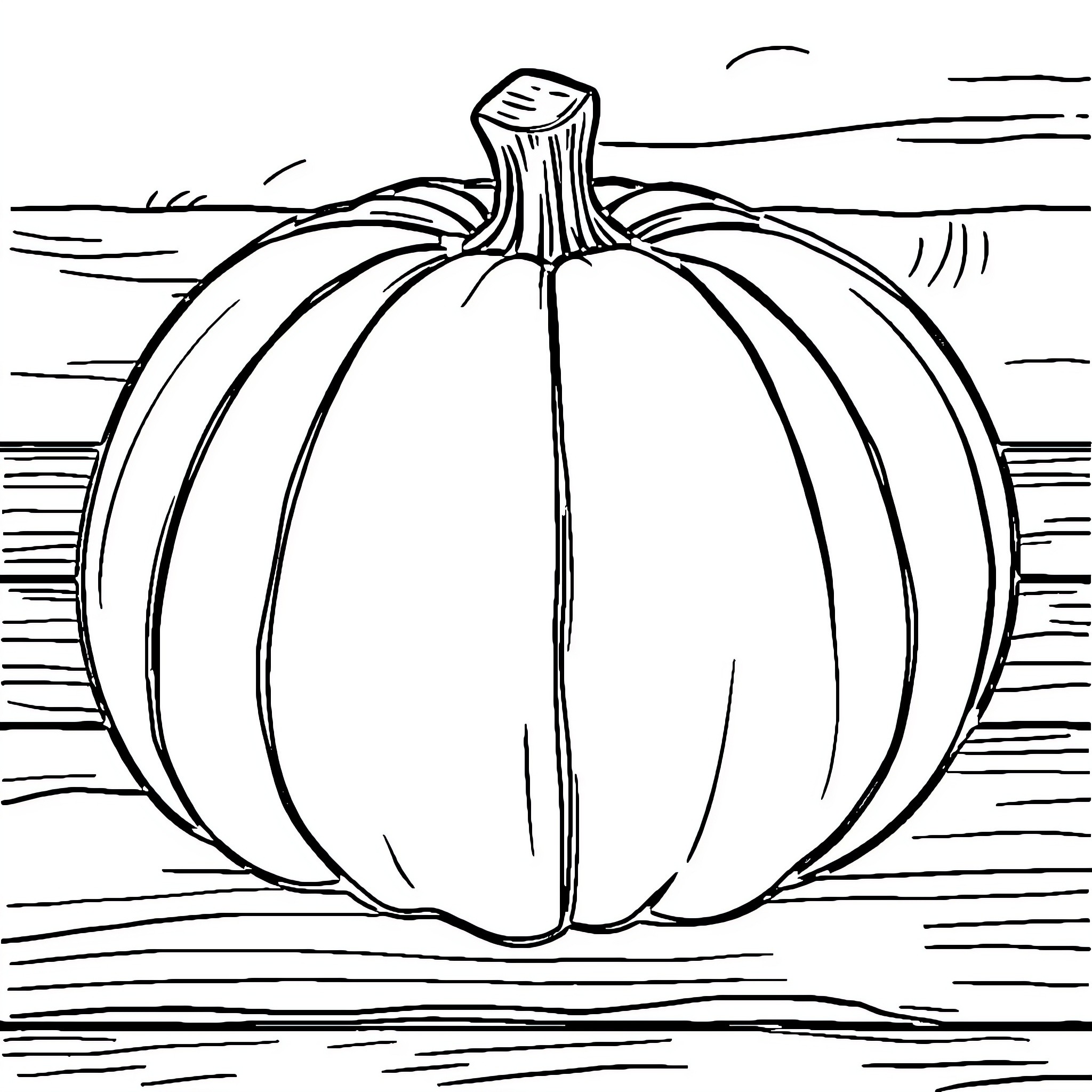 Pumpkin in the landscape Coloring Page (free black-and-white line drawing printable PDF for all, from beginners to advanced learners, including children, teens, adults, and seniors)
