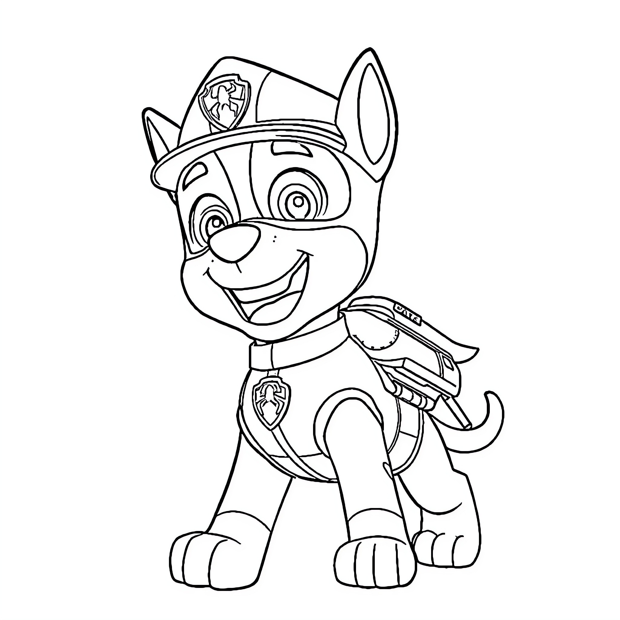 Chase the Smiling Pup in Action Coloring Page (free black-and-white line drawing printable PDF for all, from beginners to advanced learners, including children, teens, adults, and seniors)