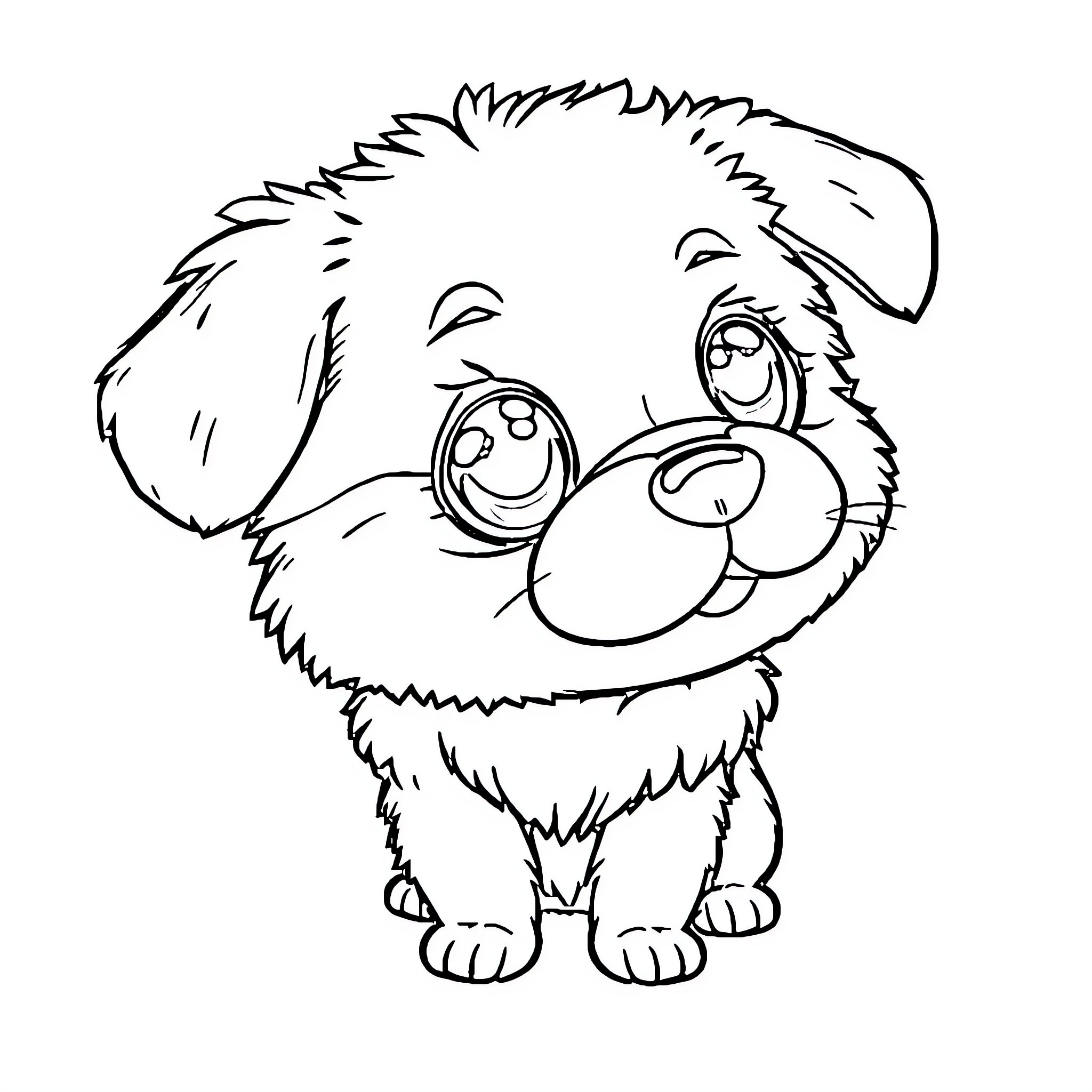 Dog making funny facial expressions Coloring Page (free black-and-white line drawing printable PDF for all, from beginners to advanced learners, including children, teens, adults, and seniors)