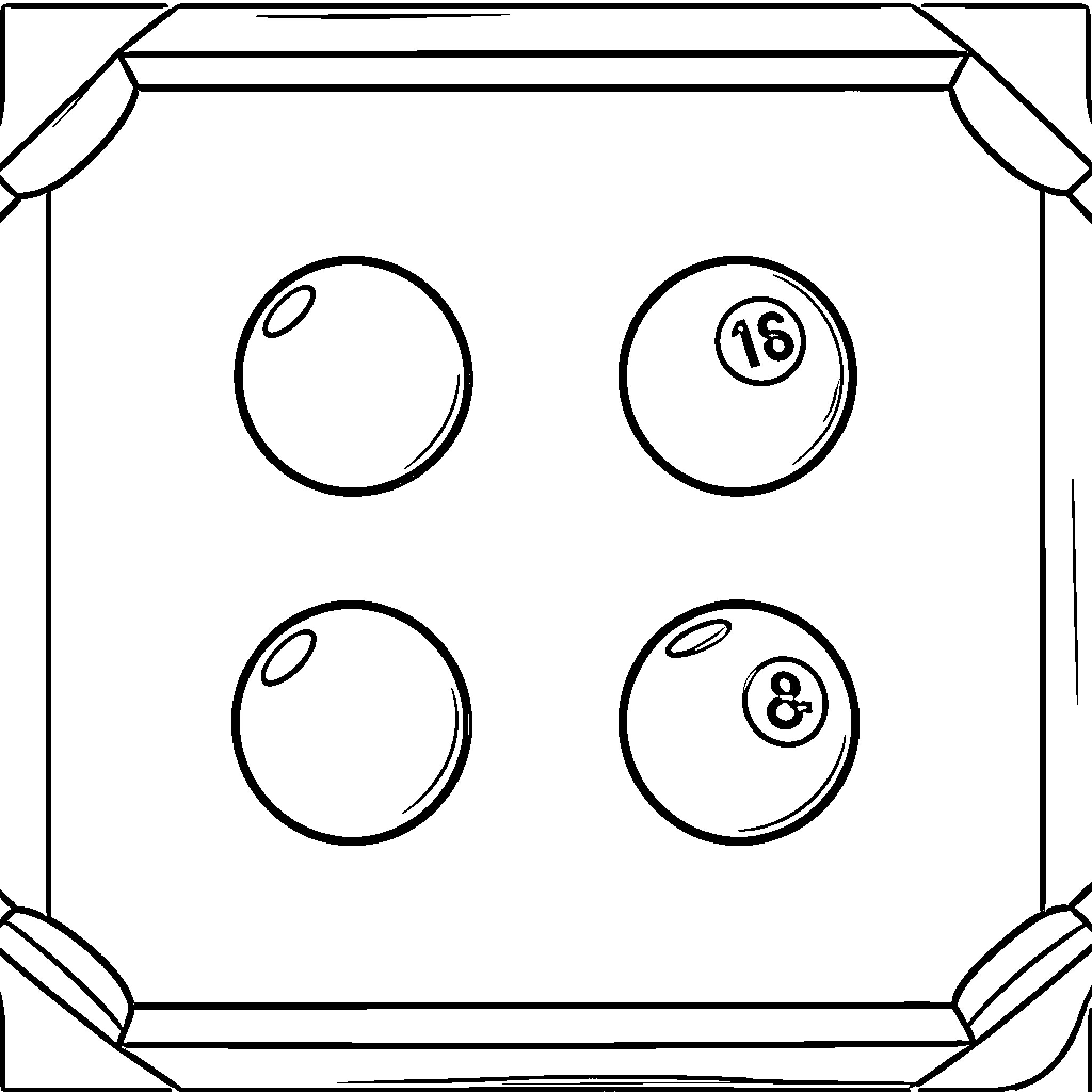 Snooker Ball arrangement inside a square tray Coloring Page (free black-and-white line drawing printable PDF for all, from beginners to advanced learners, including children, teens, adults, and seniors)
