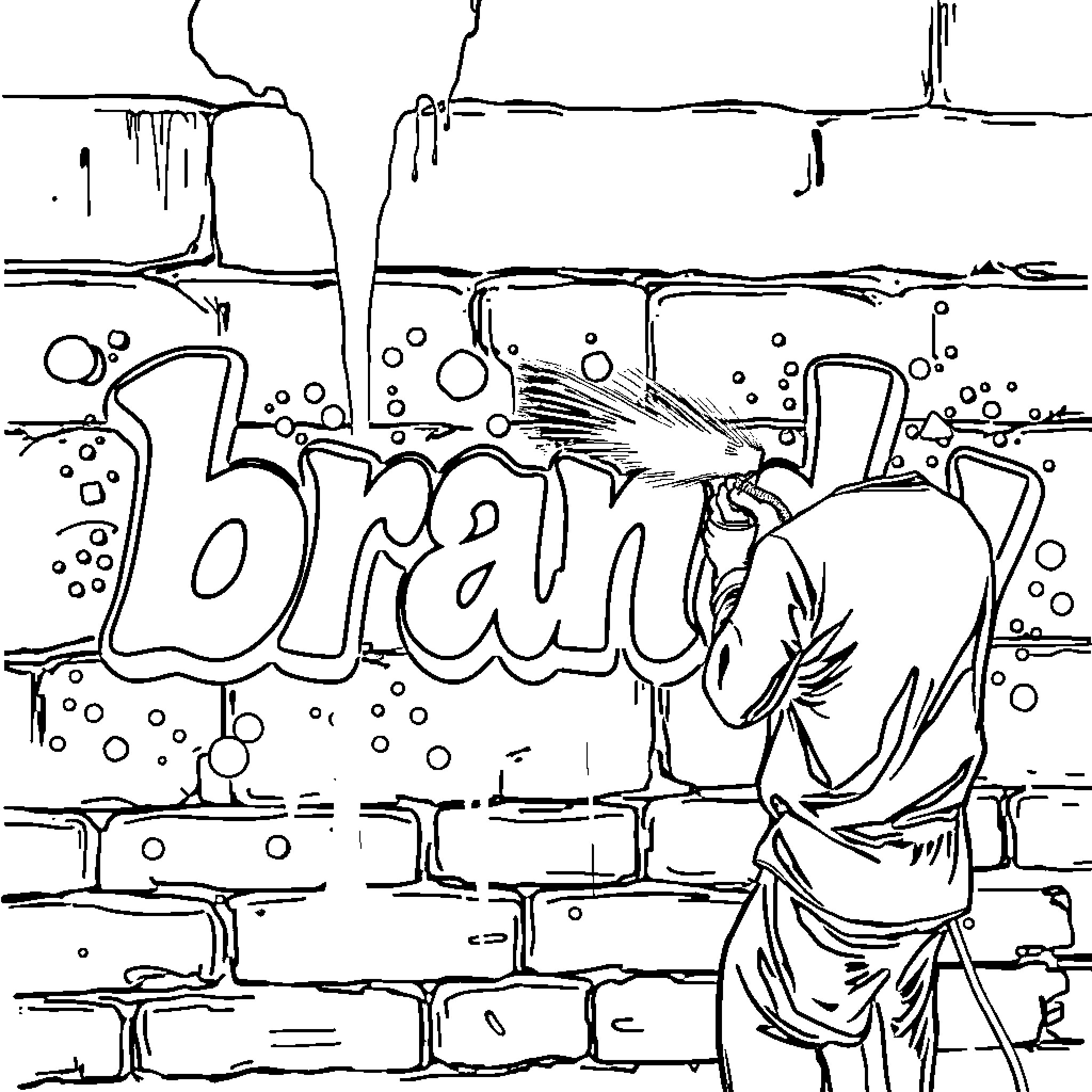 Tagger creating urban street art Coloring Page (free black-and-white line drawing printable PDF for all, from beginners to advanced learners, including children, teens, adults, and seniors)