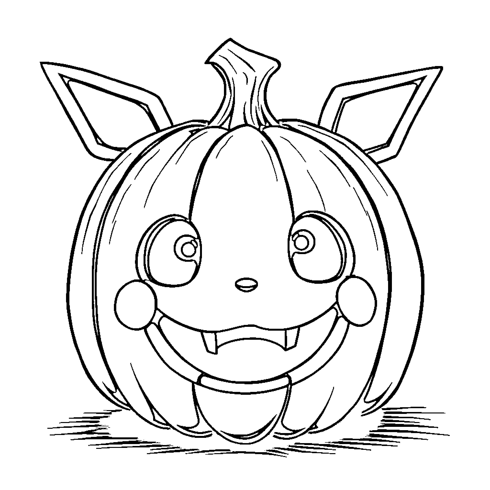 Pumpkin with Silly Facial Expression Coloring Page (free black-and-white line drawing printable PDF for all, from beginners to advanced learners, including children, teens, adults, and seniors)