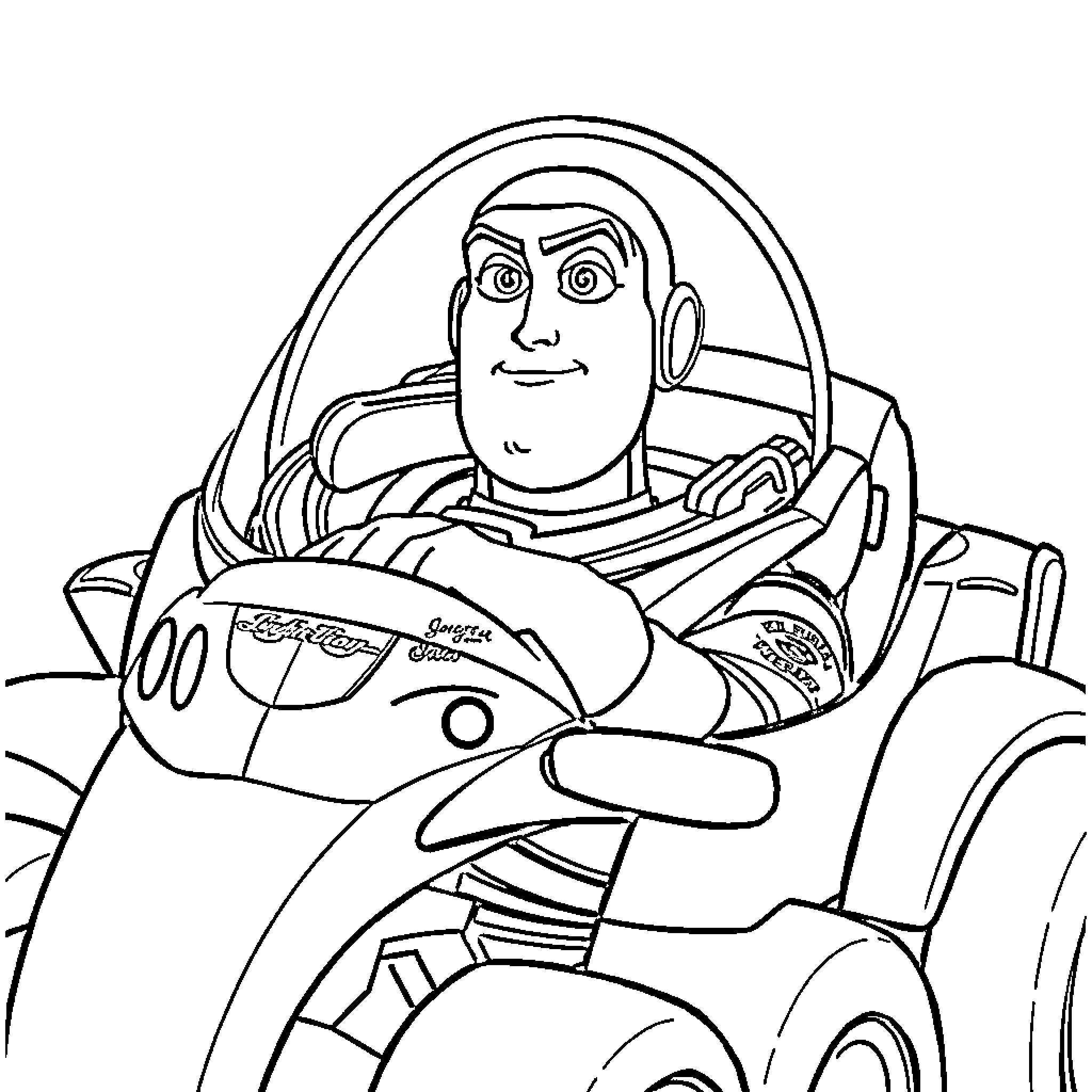 Buzz Lightyear in action-packed adventure Coloring Page (free black-and-white line drawing printable PDF for all, from beginners to advanced learners, including children, teens, adults, and seniors)