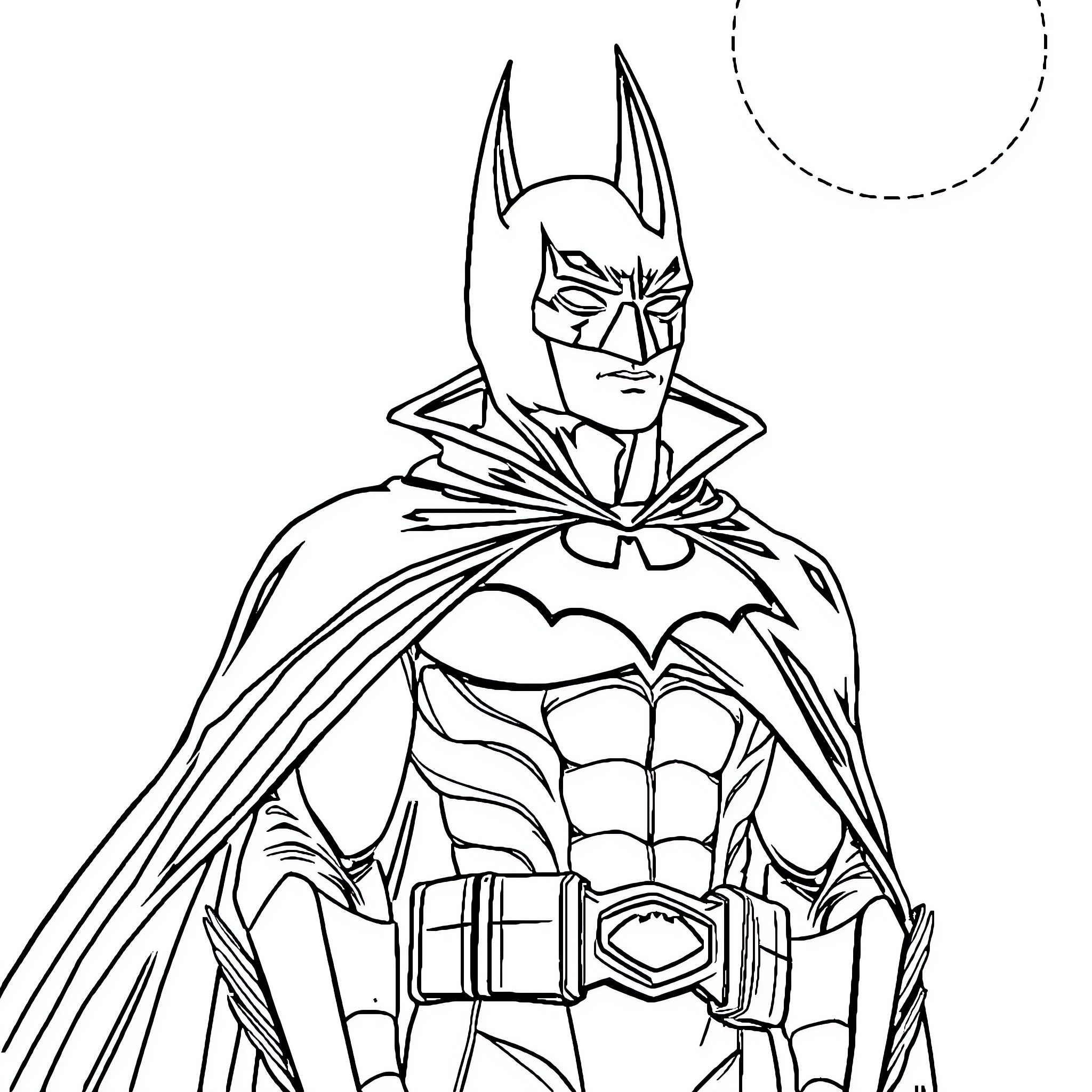 Deer superhero in heroic pose Coloring Page (free black-and-white line drawing printable PDF for all, from beginners to advanced learners, including children, teens, adults, and seniors)