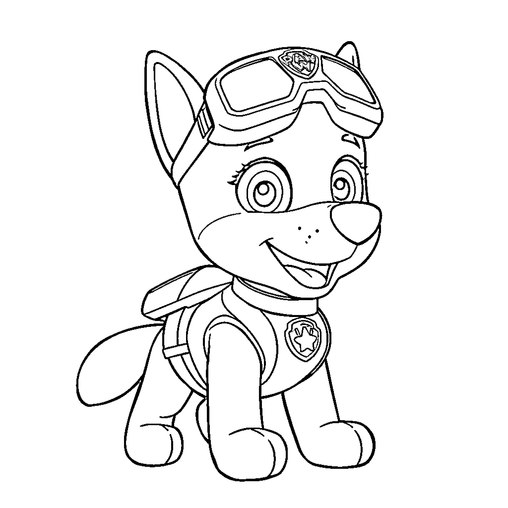 Sky Patrol Pup on the Move Coloring Page (free black-and-white line drawing printable PDF for all, from beginners to advanced learners, including children, teens, adults, and seniors)