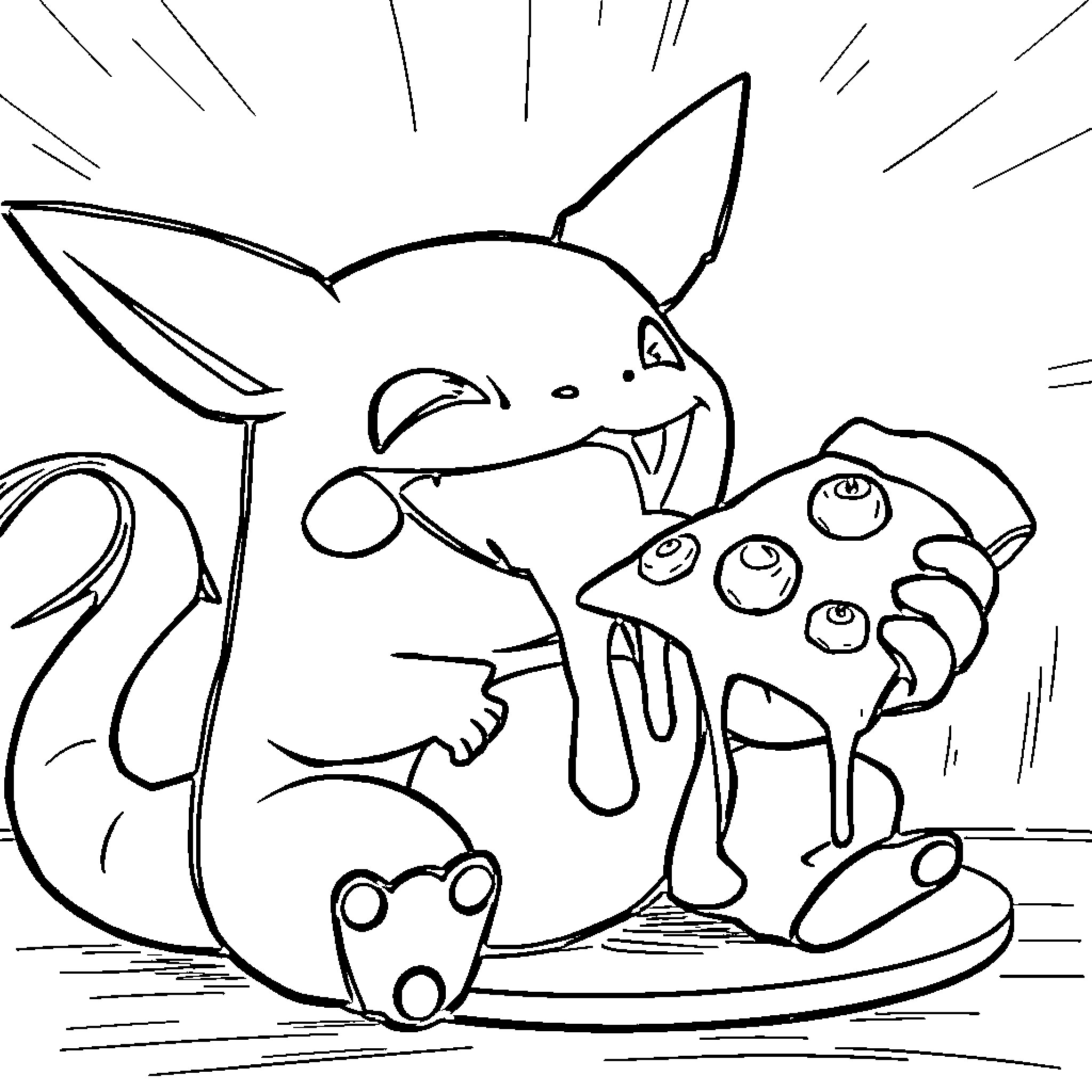 Gengar spooking a surprised Pokémon Coloring Page (free black-and-white line drawing printable PDF for all, from beginners to advanced learners, including children, teens, adults, and seniors)