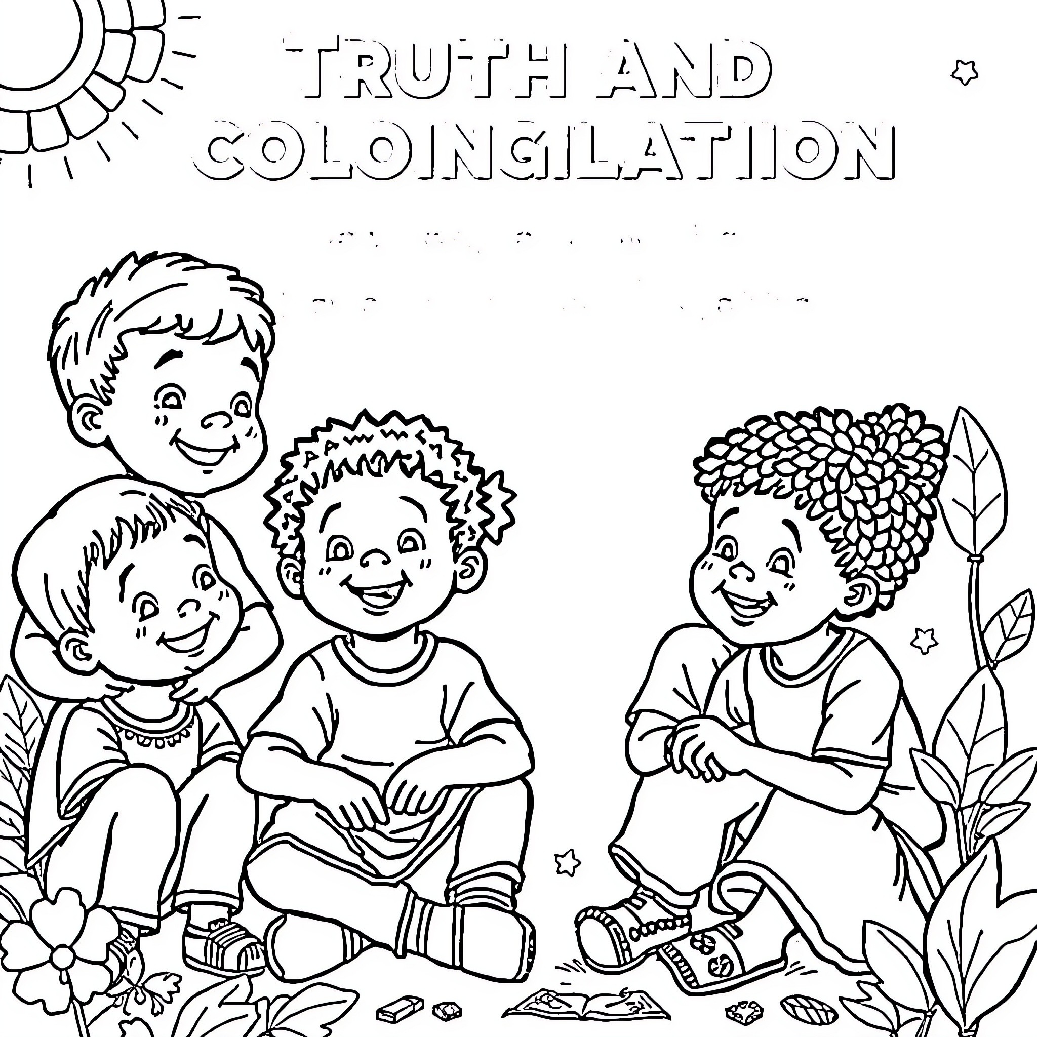 Truth and Coloring Enjoyment Coloring Page (free black-and-white line drawing printable PDF for all, from beginners to advanced learners, including children, teens, adults, and seniors)