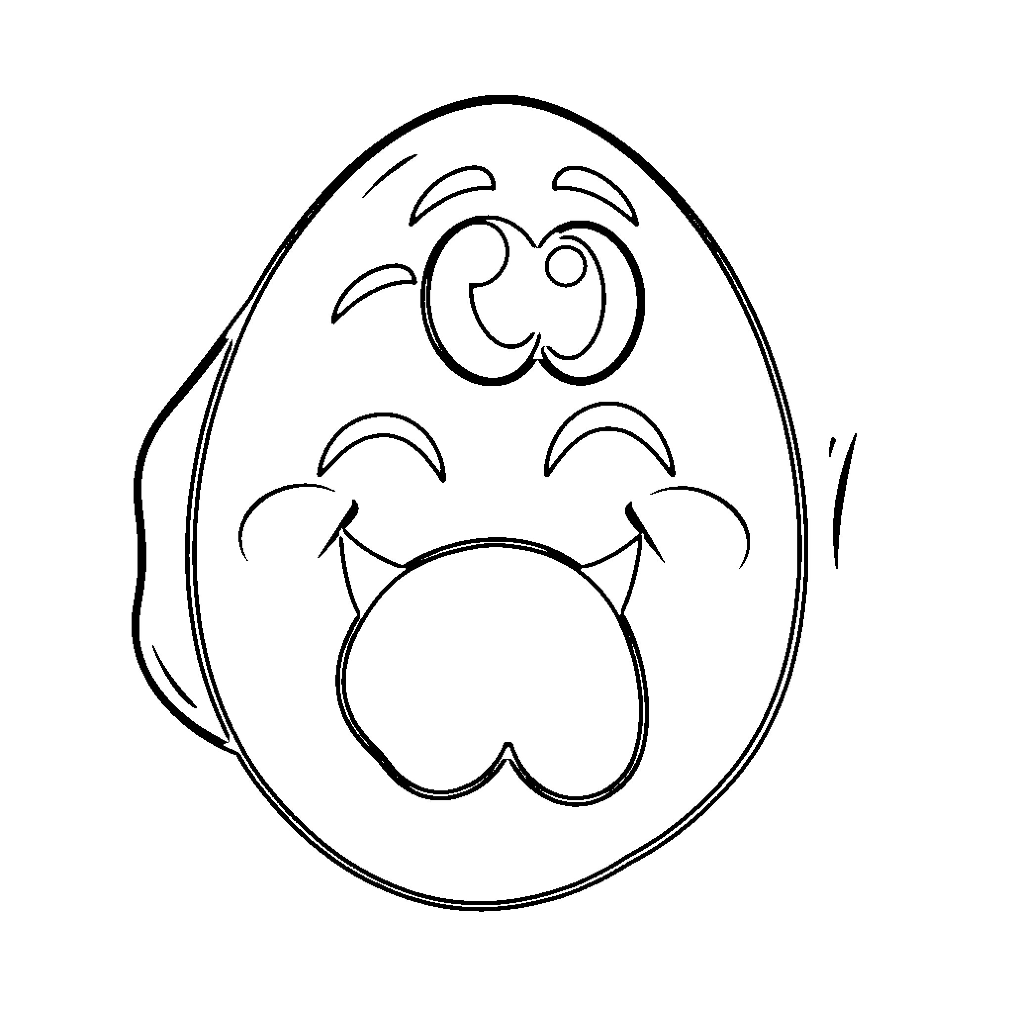 Egg with a Whimsical Expression Coloring Page (free black-and-white line drawing printable PDF for all, from beginners to advanced learners, including children, teens, adults, and seniors)