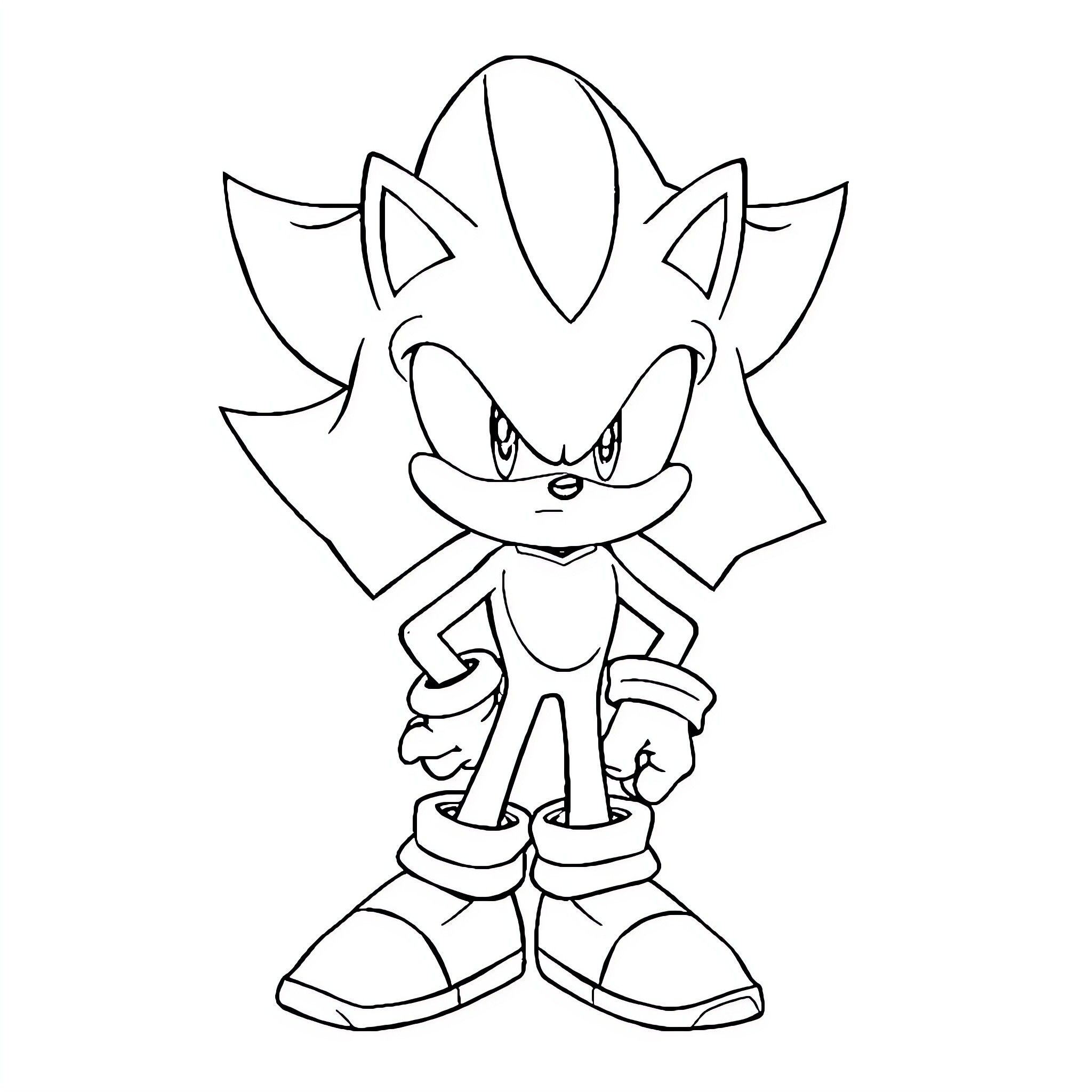 Shadow of a determined video game character Coloring Page (free black-and-white line drawing printable PDF for all, from beginners to advanced learners, including children, teens, adults, and seniors)