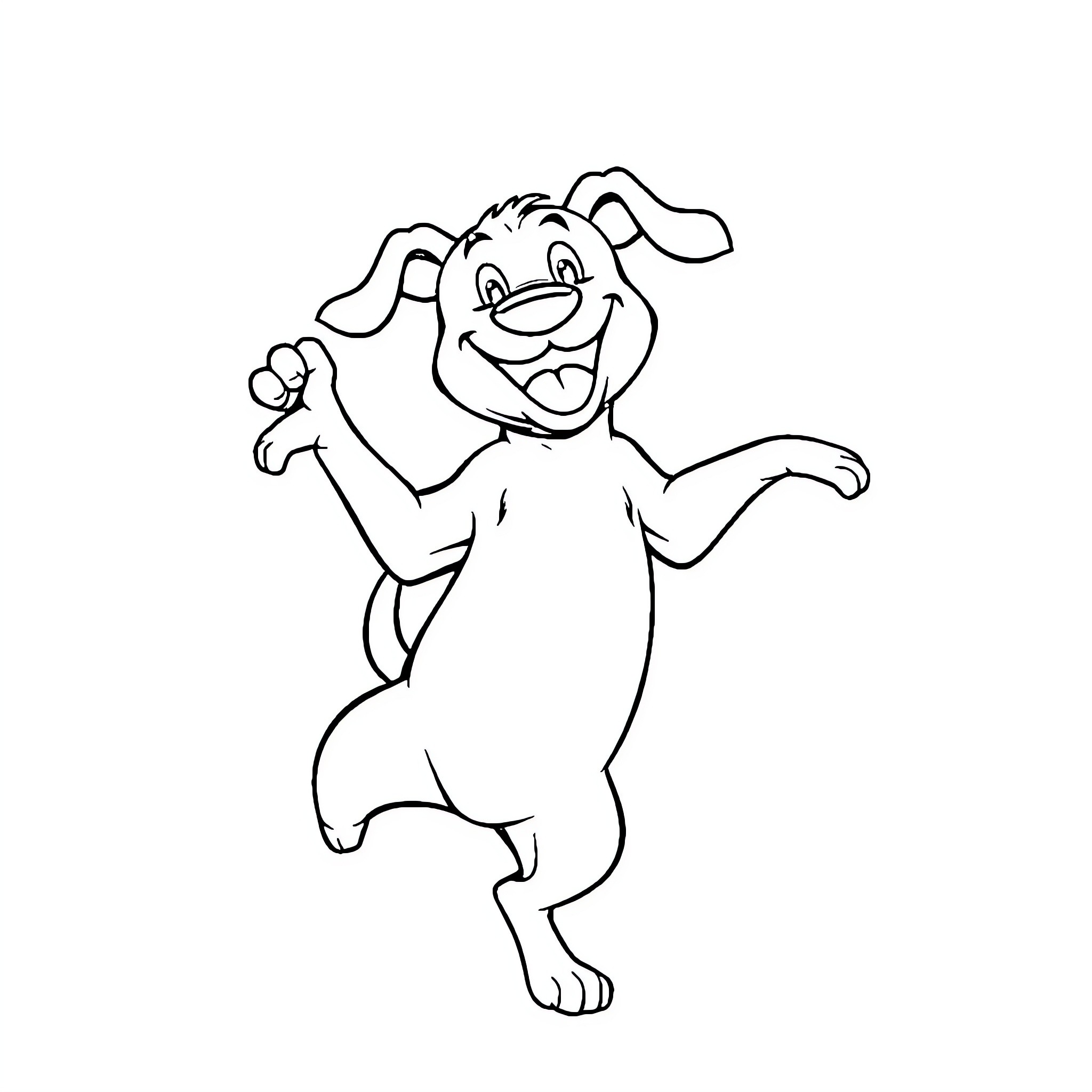 Dog happily jumping in excitement Coloring Page (free black-and-white line drawing printable PDF for all, from beginners to advanced learners, including children, teens, adults, and seniors)