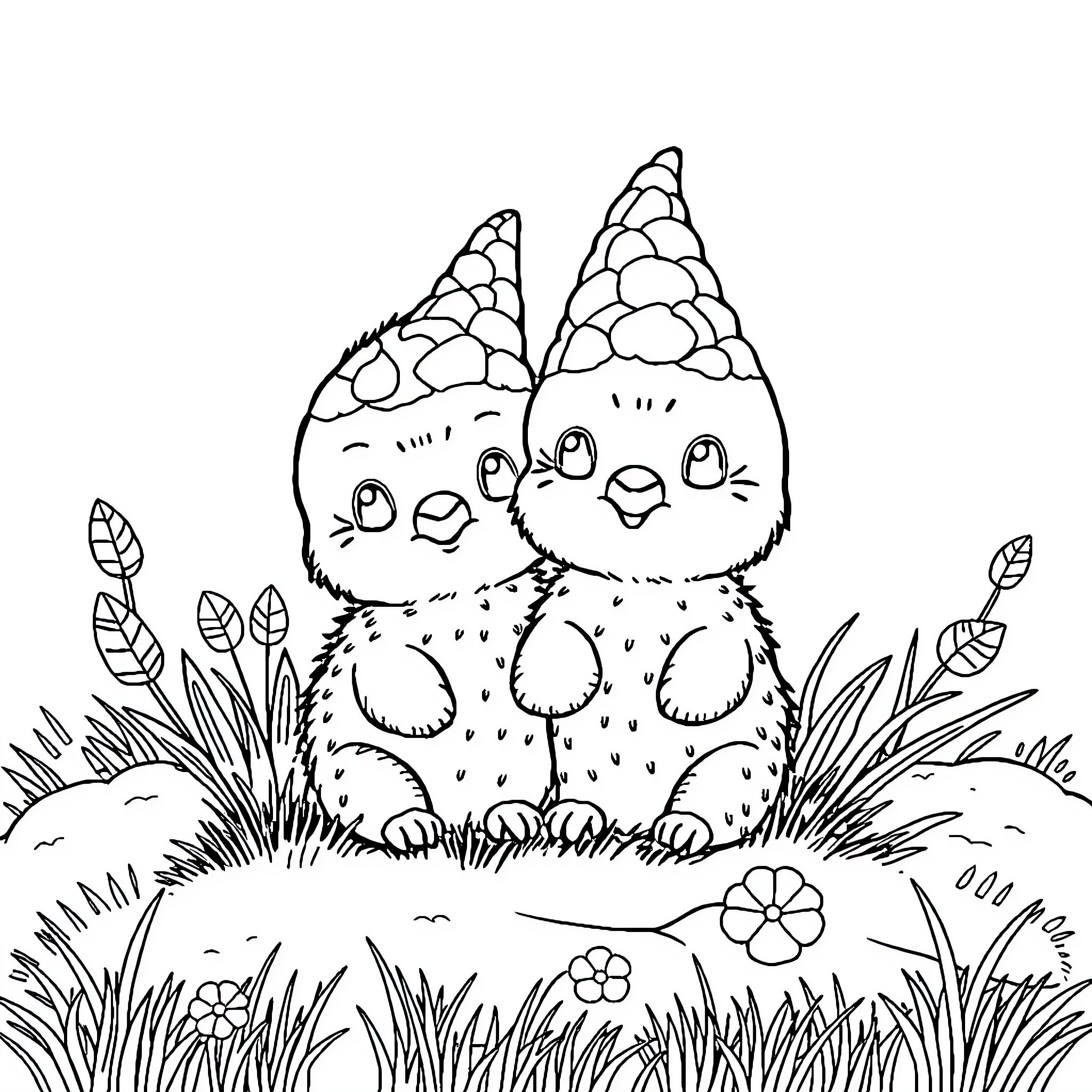 Conejito relaxing in the garden Coloring Page (free black-and-white line drawing printable PDF for all, from beginners to advanced learners, including children, teens, adults, and seniors)