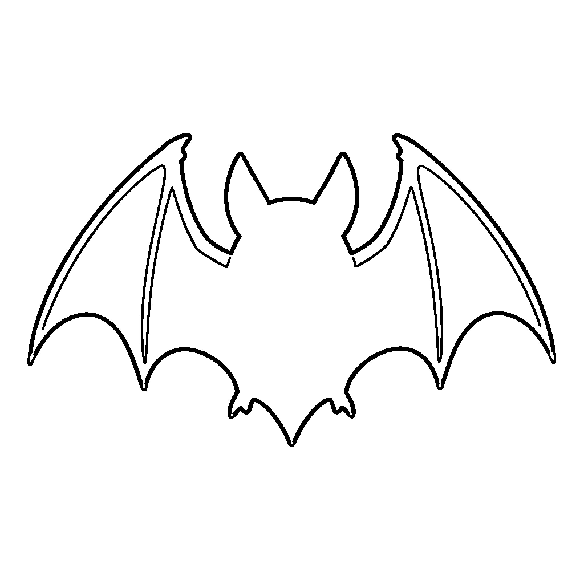 Bat silhouette with outstretched wings Coloring Page (free black-and-white line drawing printable PDF for all, from beginners to advanced learners, including children, teens, adults, and seniors)