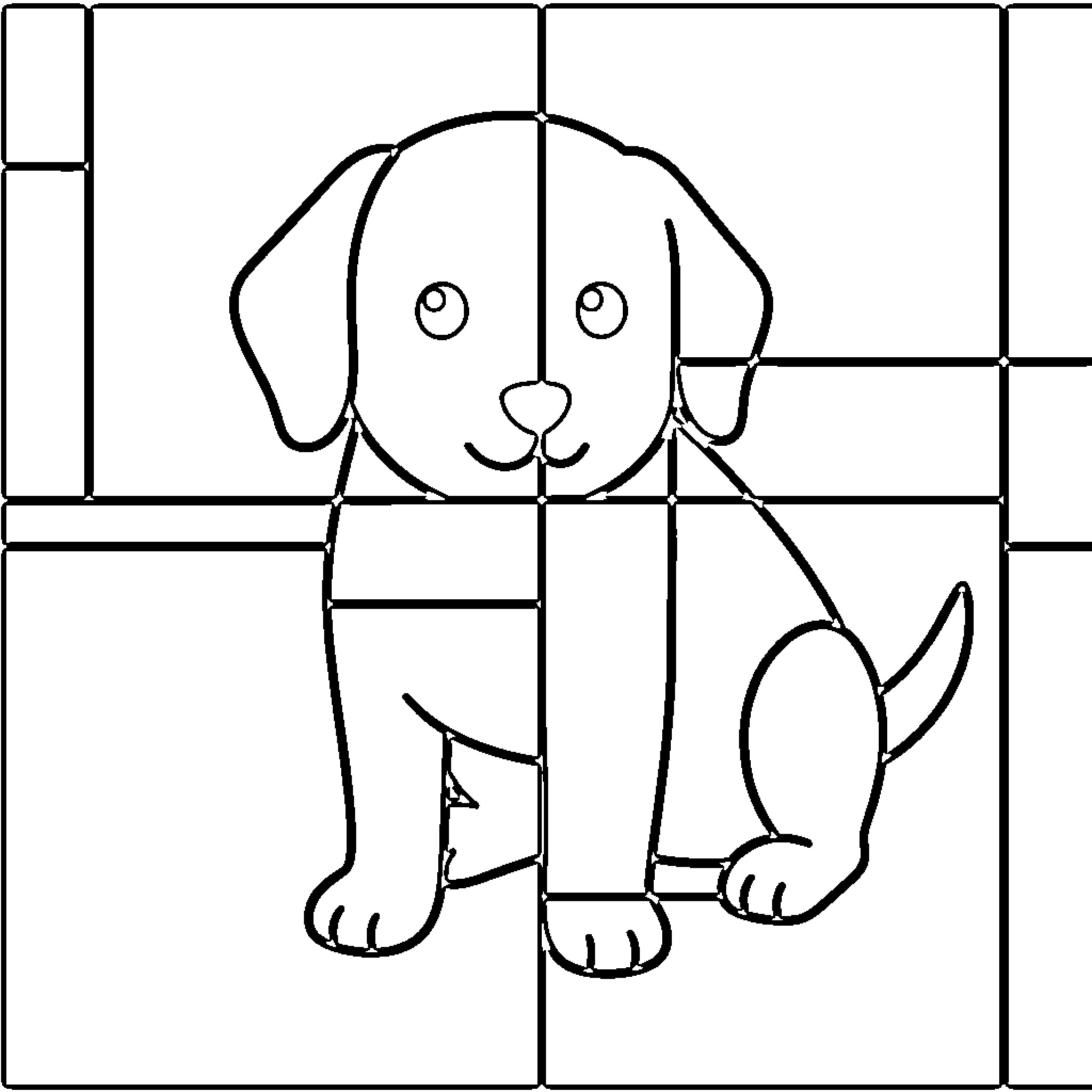 Perro puppy in simple line art design Coloring Page (free black-and-white line drawing printable PDF for all, from beginners to advanced learners, including children, teens, adults, and seniors)