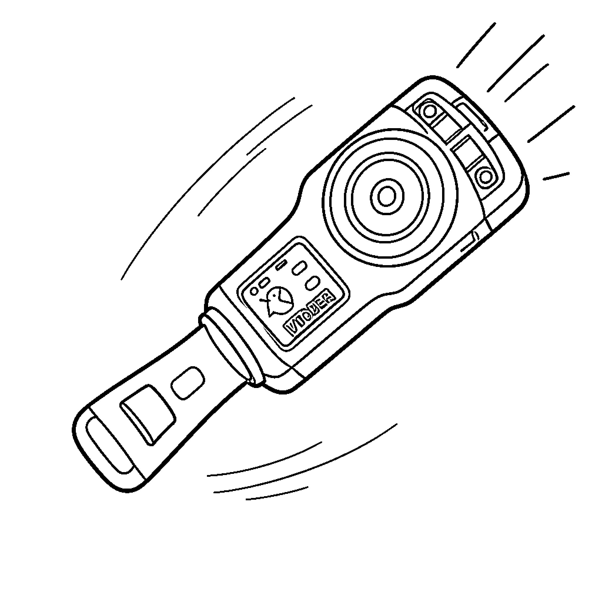 Video Translator Handheld Camera in Motion Coloring Page (free black-and-white line drawing printable PDF for all, from beginners to advanced learners, including children, teens, adults, and seniors)