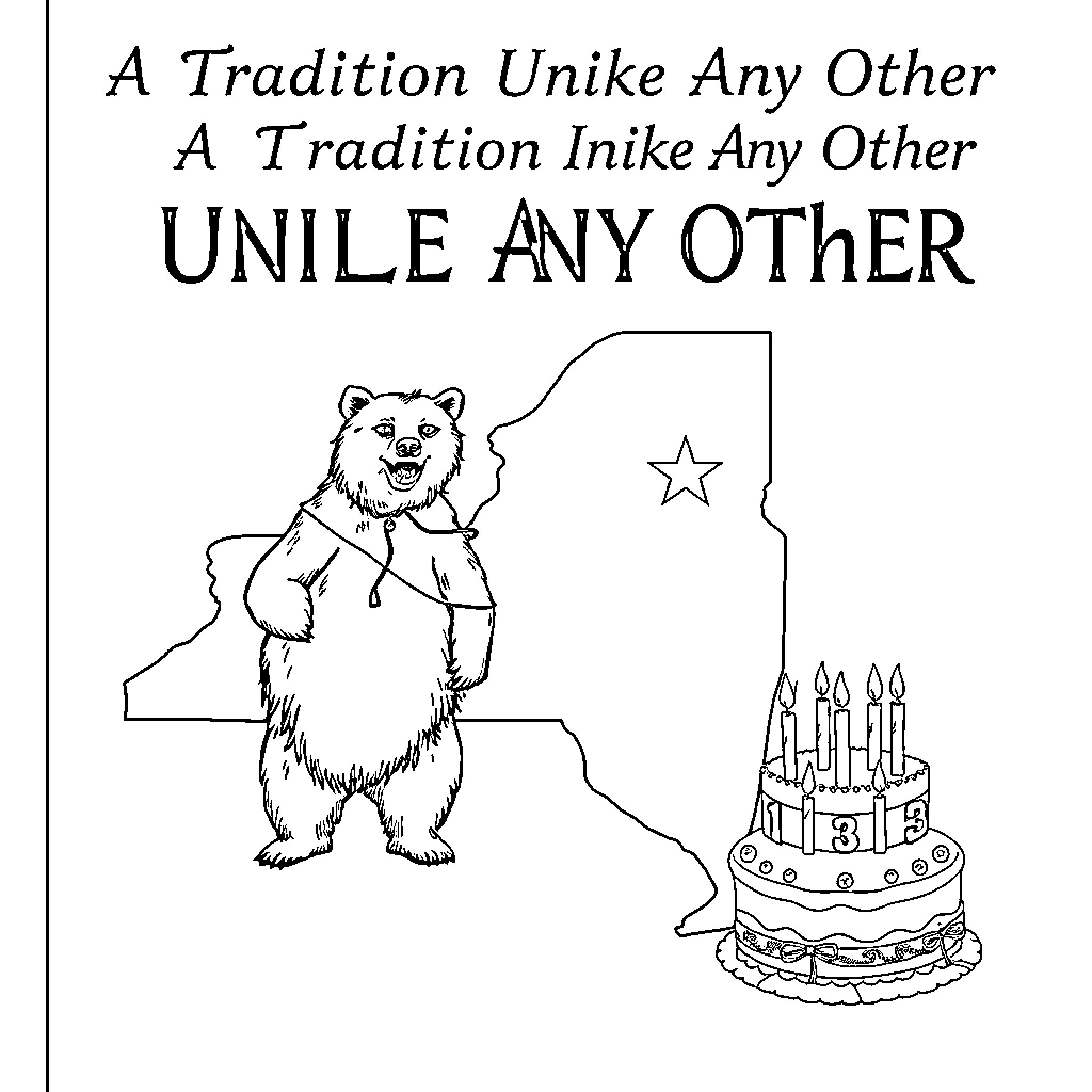 Bear Tradition Unique from Any Other Coloring Page (free black-and-white line drawing printable PDF for all, from beginners to advanced learners, including children, teens, adults, and seniors)
