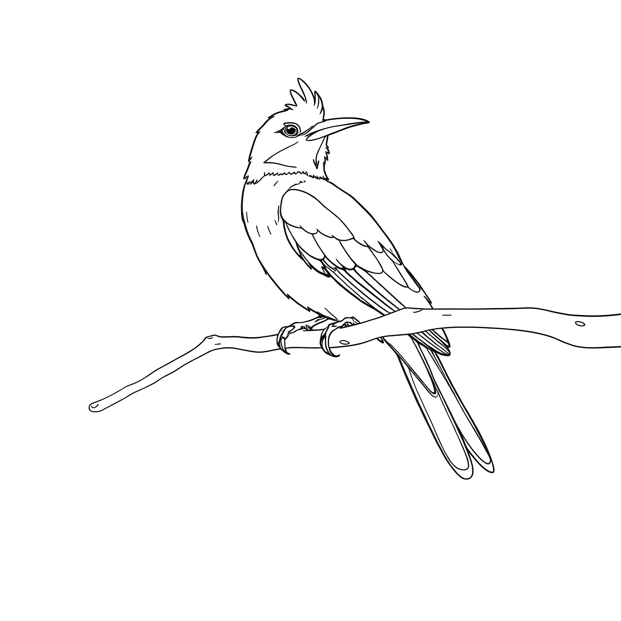 Passerina Cyanea perching on a branch Coloring Page (free black-and-white line drawing printable PDF for all, from beginners to advanced learners, including children, teens, adults, and seniors)