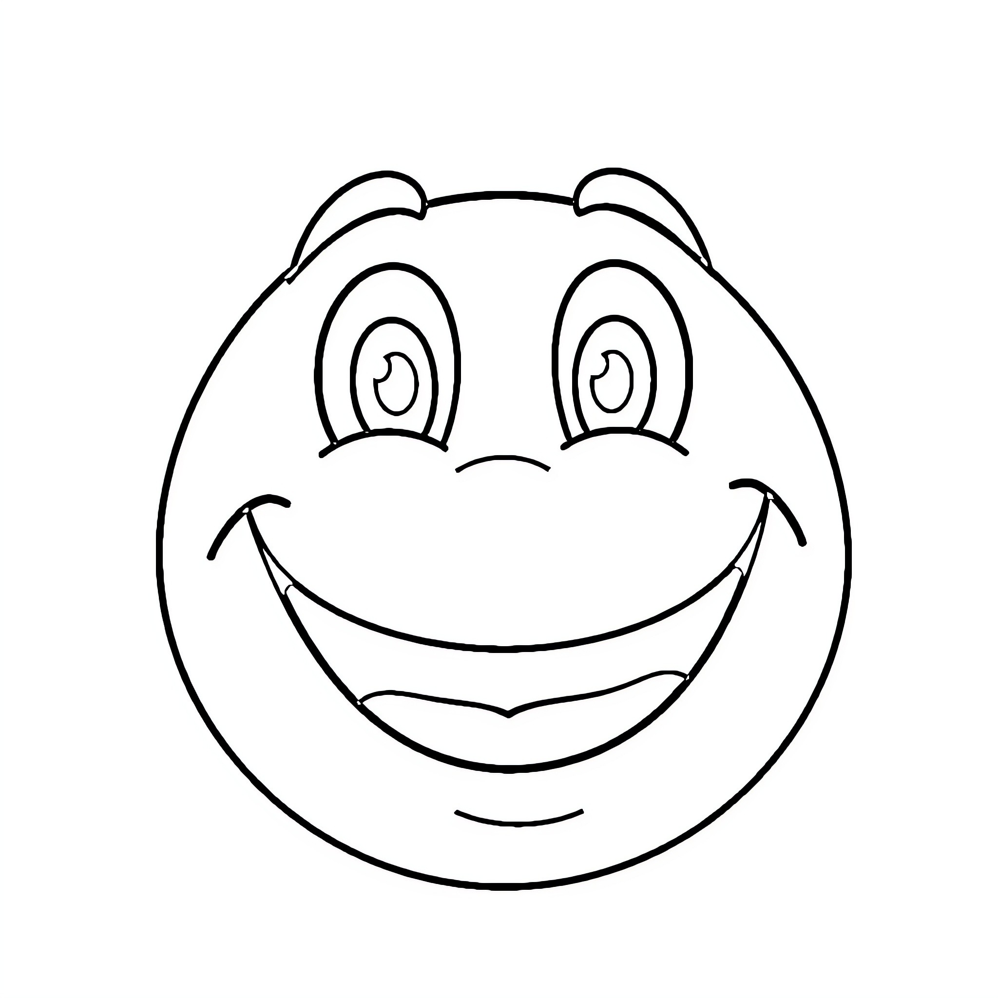 Smiley face with big happy expression Coloring Page (free black-and-white line drawing printable PDF for all, from beginners to advanced learners, including children, teens, adults, and seniors)