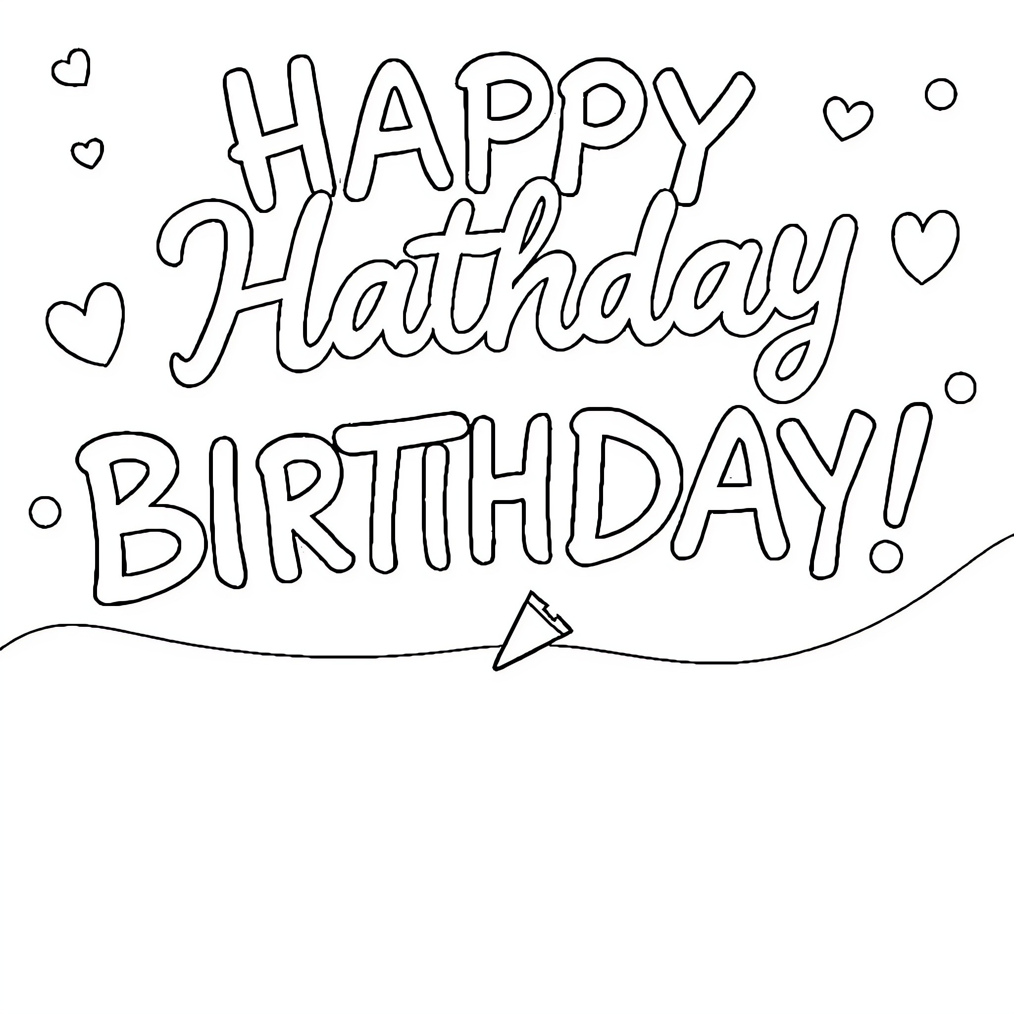 Crayon message for a birthday celebration Coloring Page (free black-and-white line drawing printable PDF for all, from beginners to advanced learners, including children, teens, adults, and seniors)