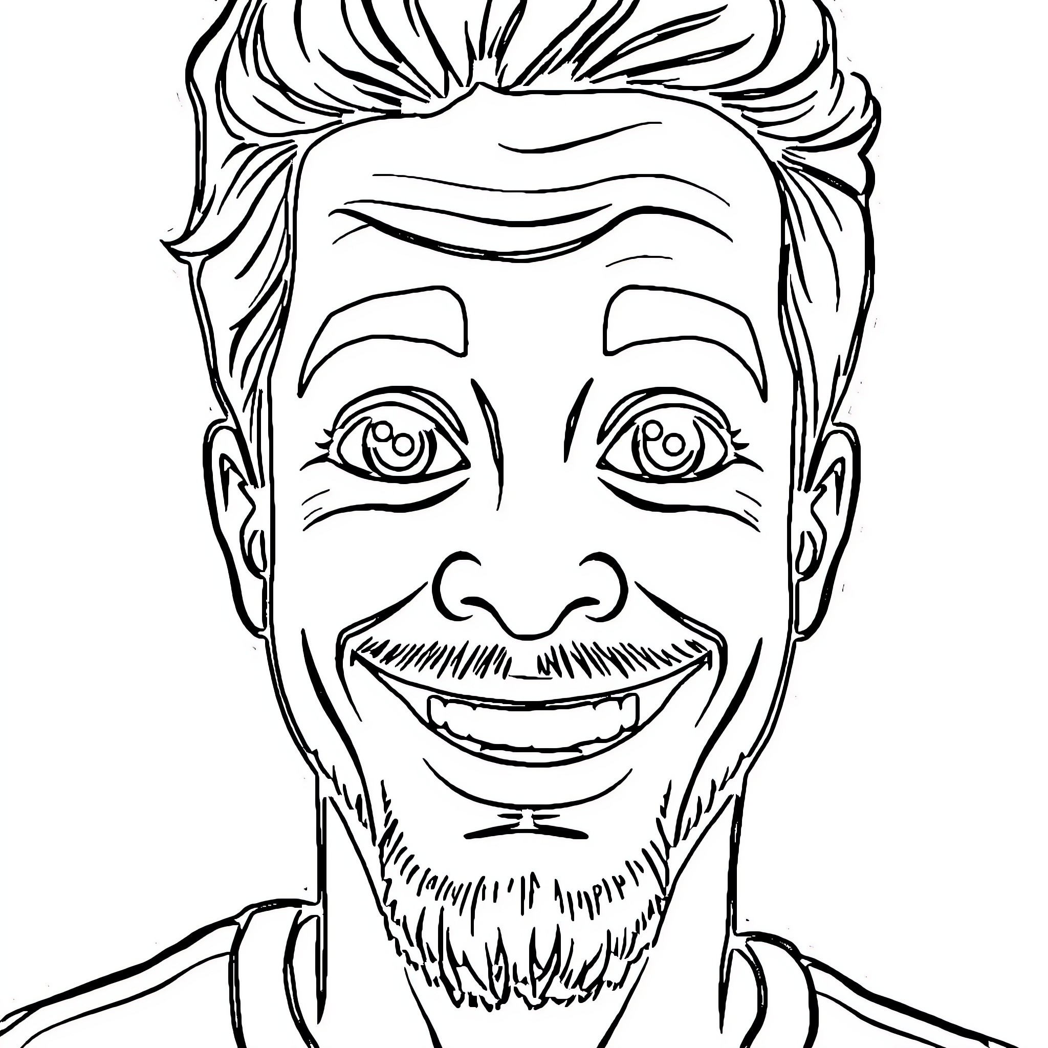 João Felix's Cheerful Facial Expression Coloring Page (free black-and-white line drawing printable PDF for all, from beginners to advanced learners, including children, teens, adults, and seniors)