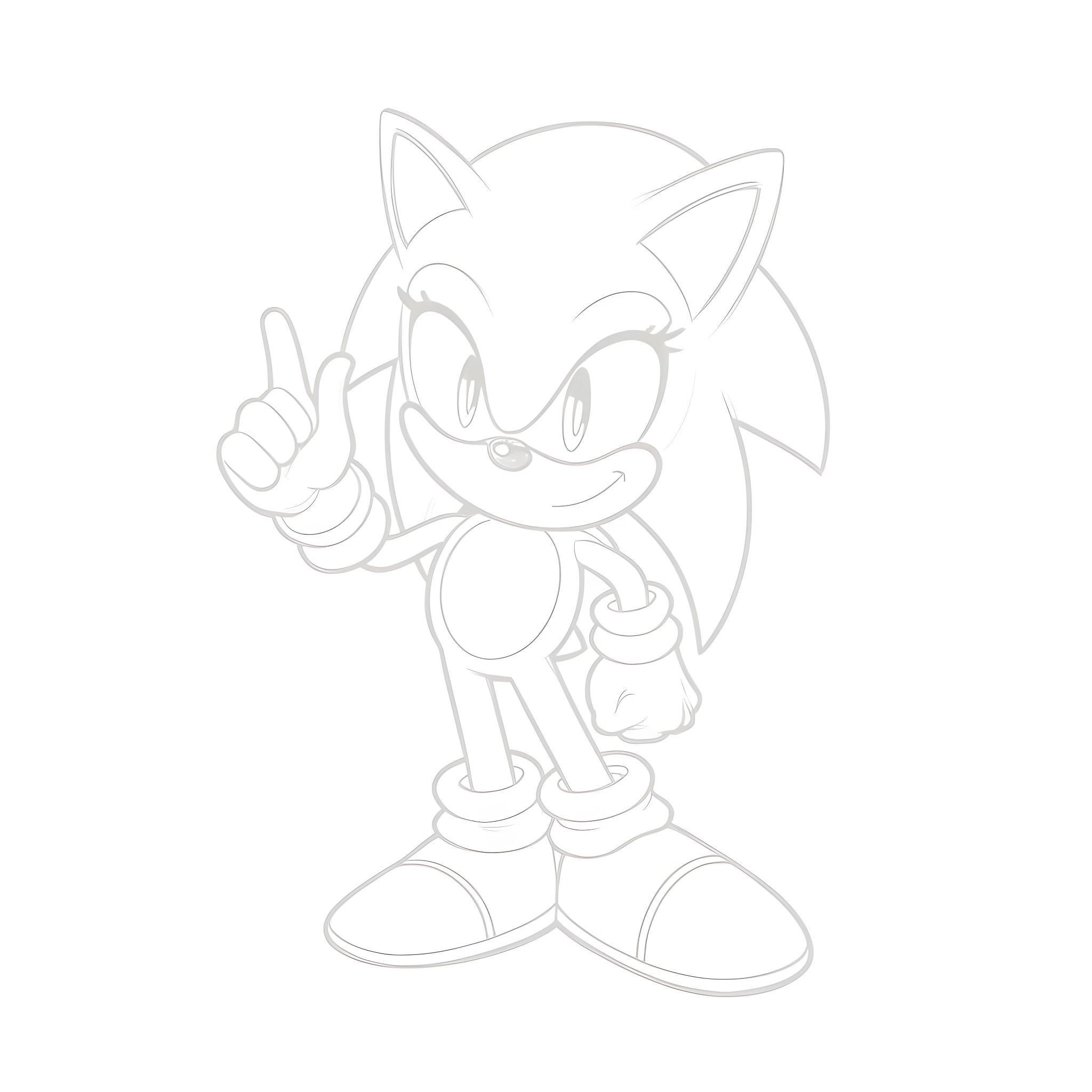 Sonic the Hedgehog in playful pose Coloring Page (free black-and-white line drawing printable PDF for all, from beginners to advanced learners, including children, teens, adults, and seniors)