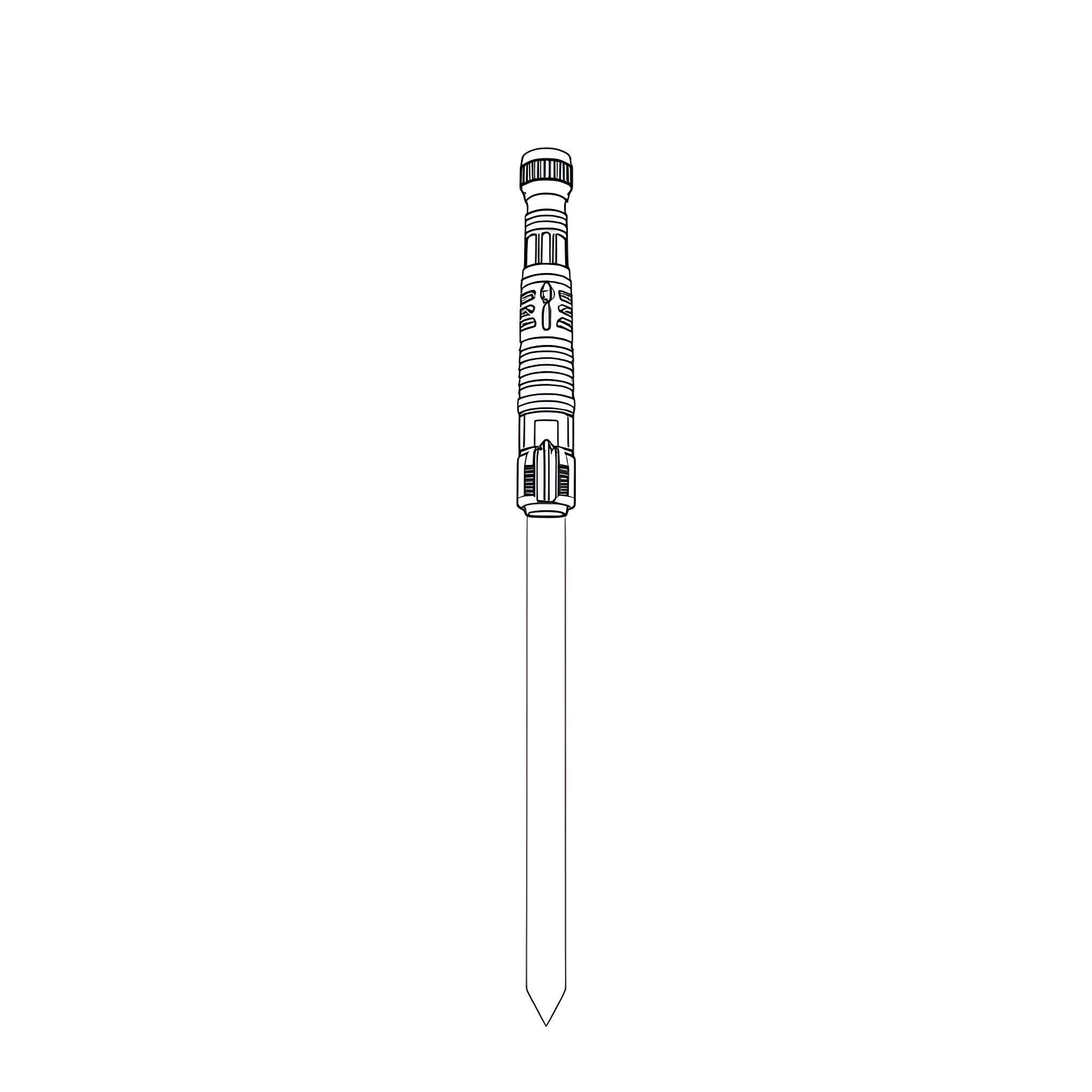 Lightsaber with intricate hilt design Coloring Page (free black-and-white line drawing printable PDF for all, from beginners to advanced learners, including children, teens, adults, and seniors)