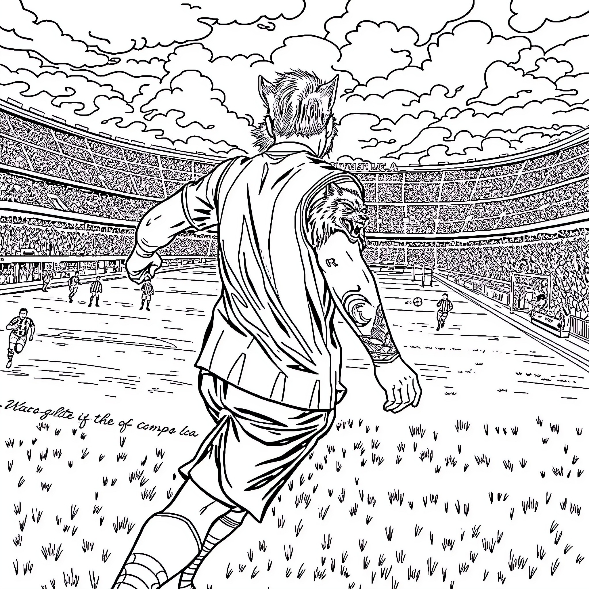 Guy in Sports Uniform Standing on Field Coloring Page (free black-and-white line drawing printable PDF for all, from beginners to advanced learners, including children, teens, adults, and seniors)