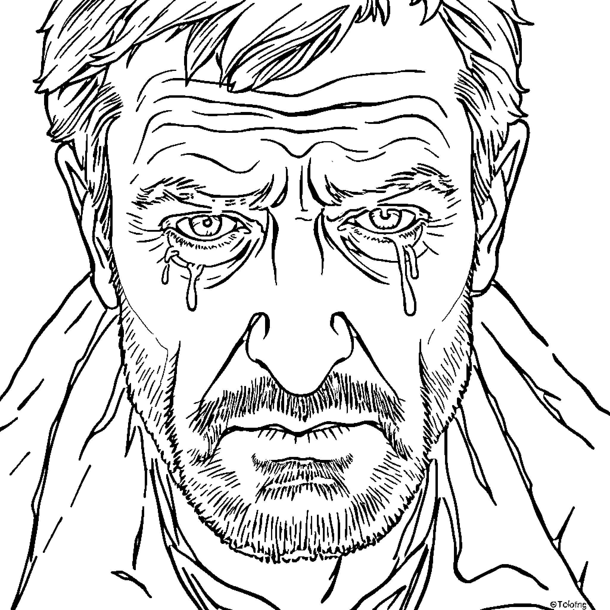 Erling Haaland's emotional expression Coloring Page (free black-and-white line drawing printable PDF for all, from beginners to advanced learners, including children, teens, adults, and seniors)