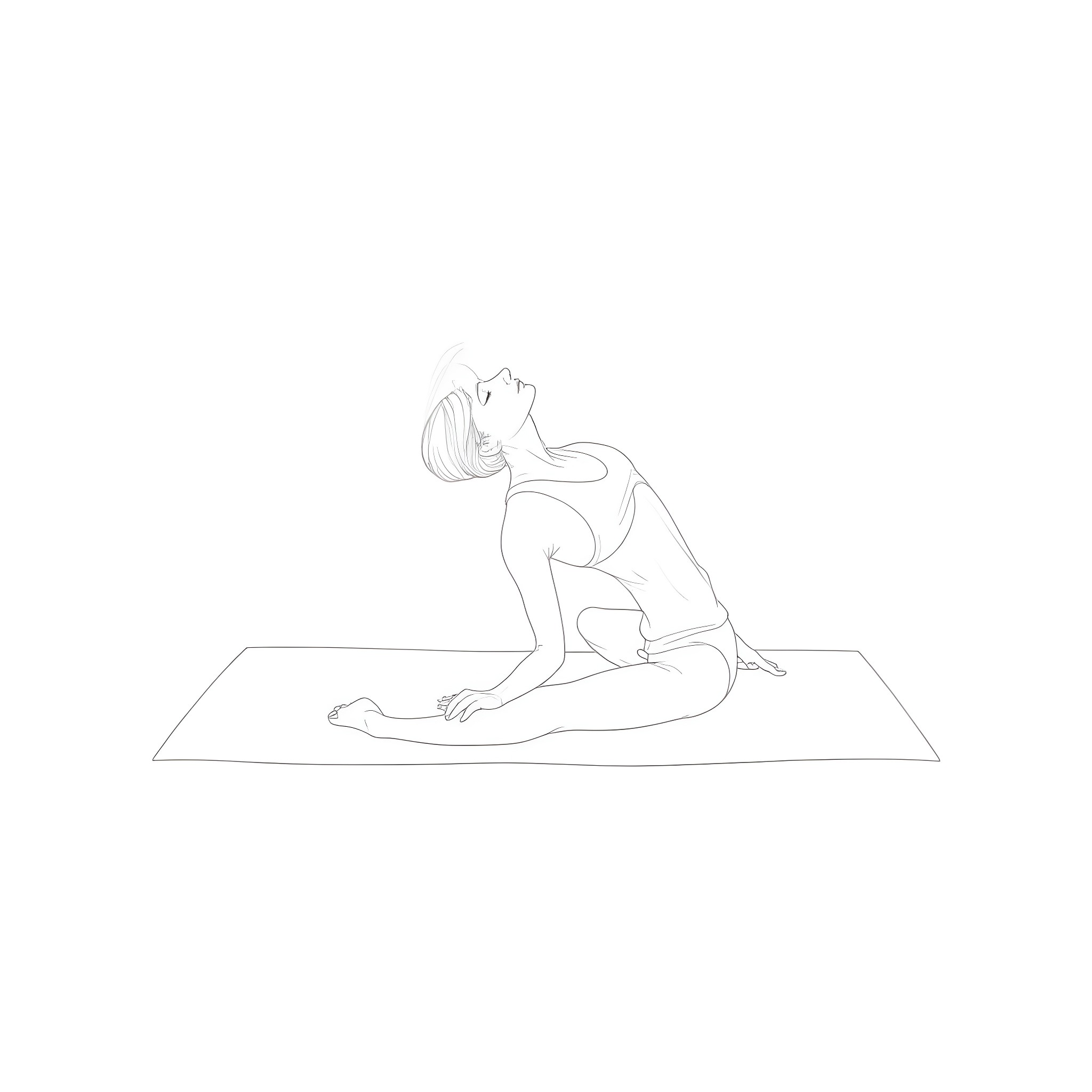 Psoas muscle stretches and poses Coloring Page (free black-and-white line drawing printable PDF for all, from beginners to advanced learners, including children, teens, adults, and seniors)