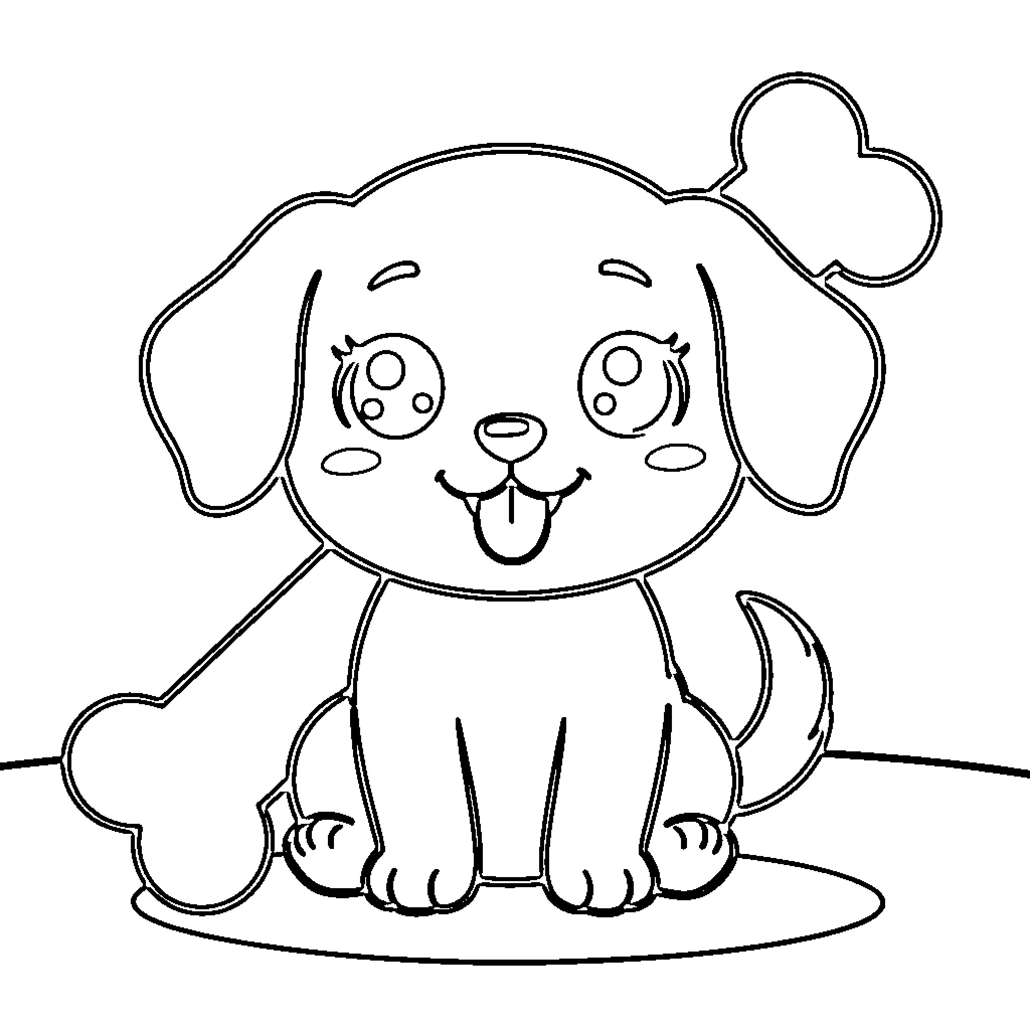 Puppy expressing joy and happiness Coloring Page (free black-and-white line drawing printable PDF for all, from beginners to advanced learners, including children, teens, adults, and seniors)