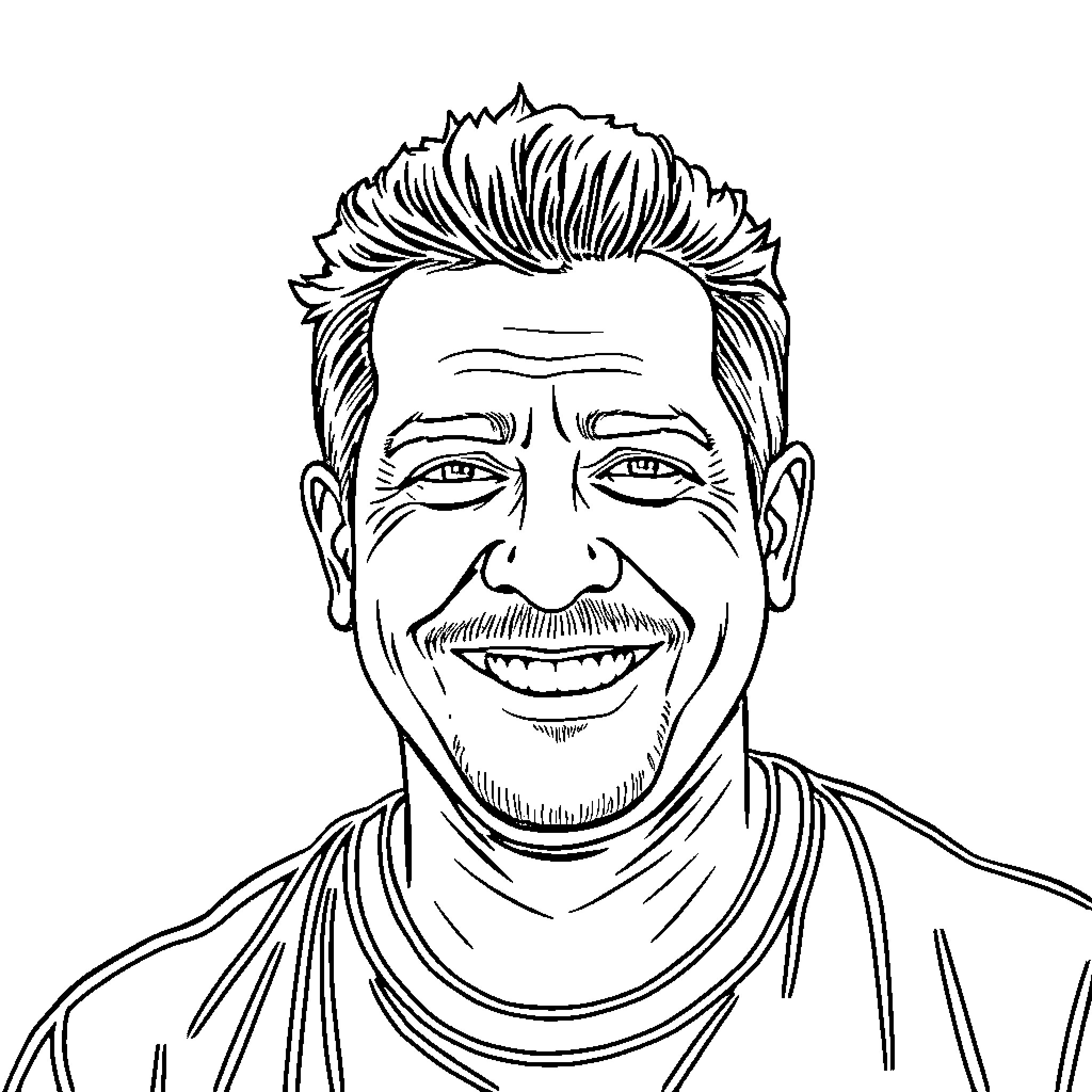 Marcos Matilla smiling with confidence Coloring Page (free black-and-white line drawing printable PDF for all, from beginners to advanced learners, including children, teens, adults, and seniors)