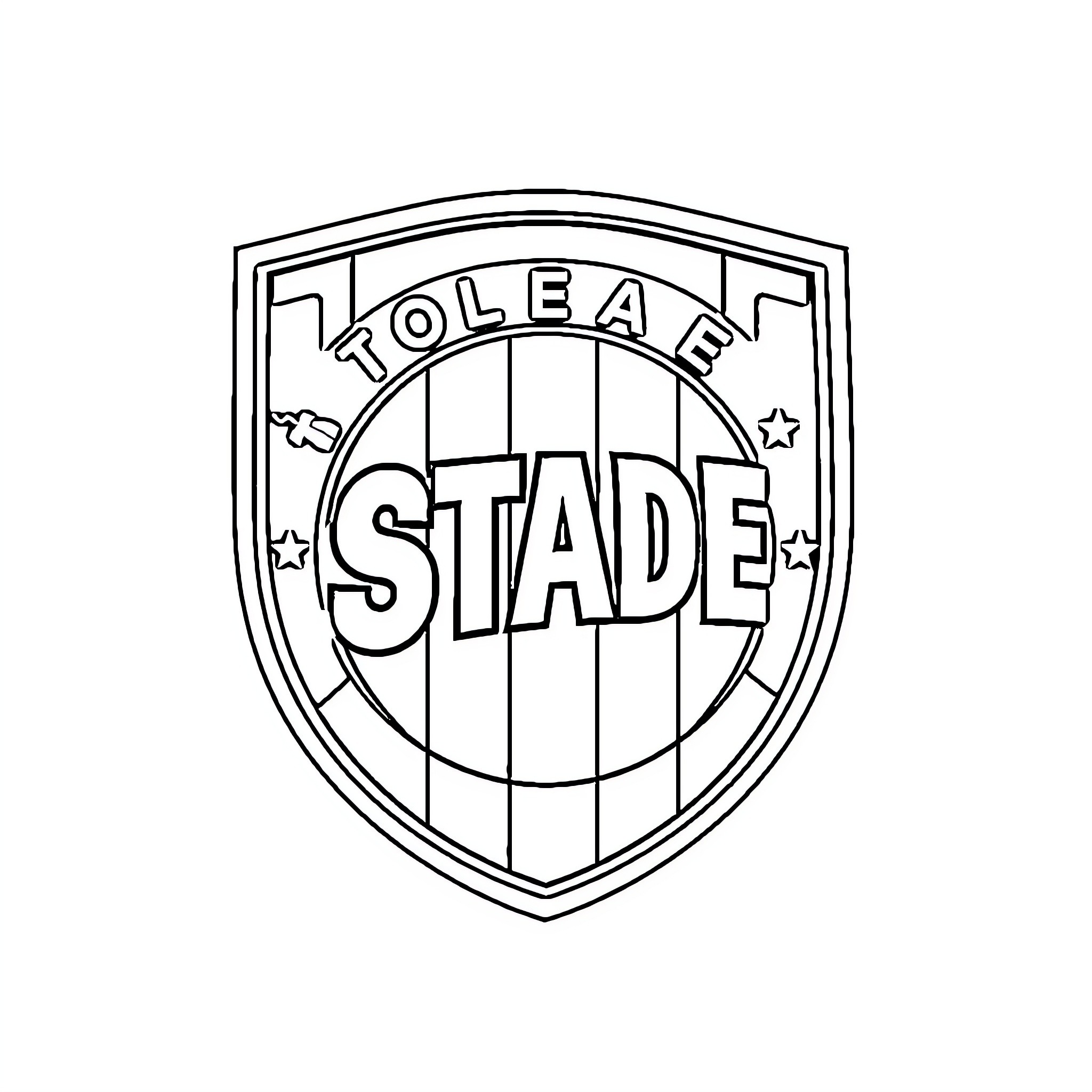 Stadium emblem with team name and logo Coloring Page (free black-and-white line drawing printable PDF for all, from beginners to advanced learners, including children, teens, adults, and seniors)