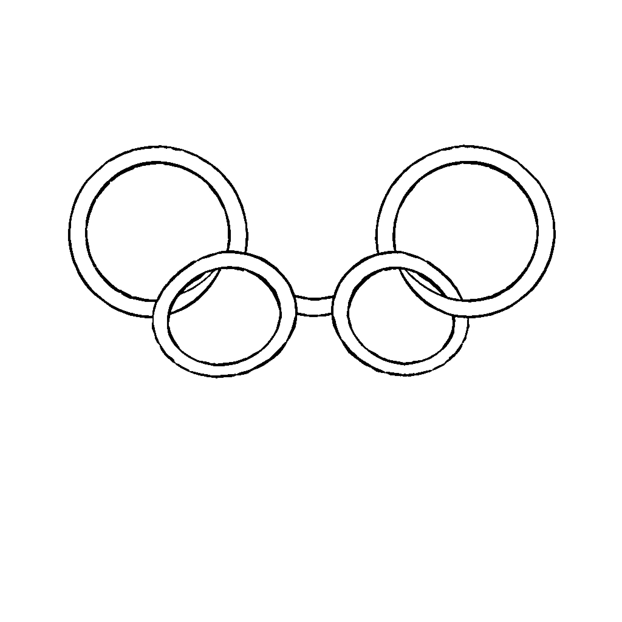 Olympic Rings in simple black and white Coloring Page (free black-and-white line drawing printable PDF for all, from beginners to advanced learners, including children, teens, adults, and seniors)