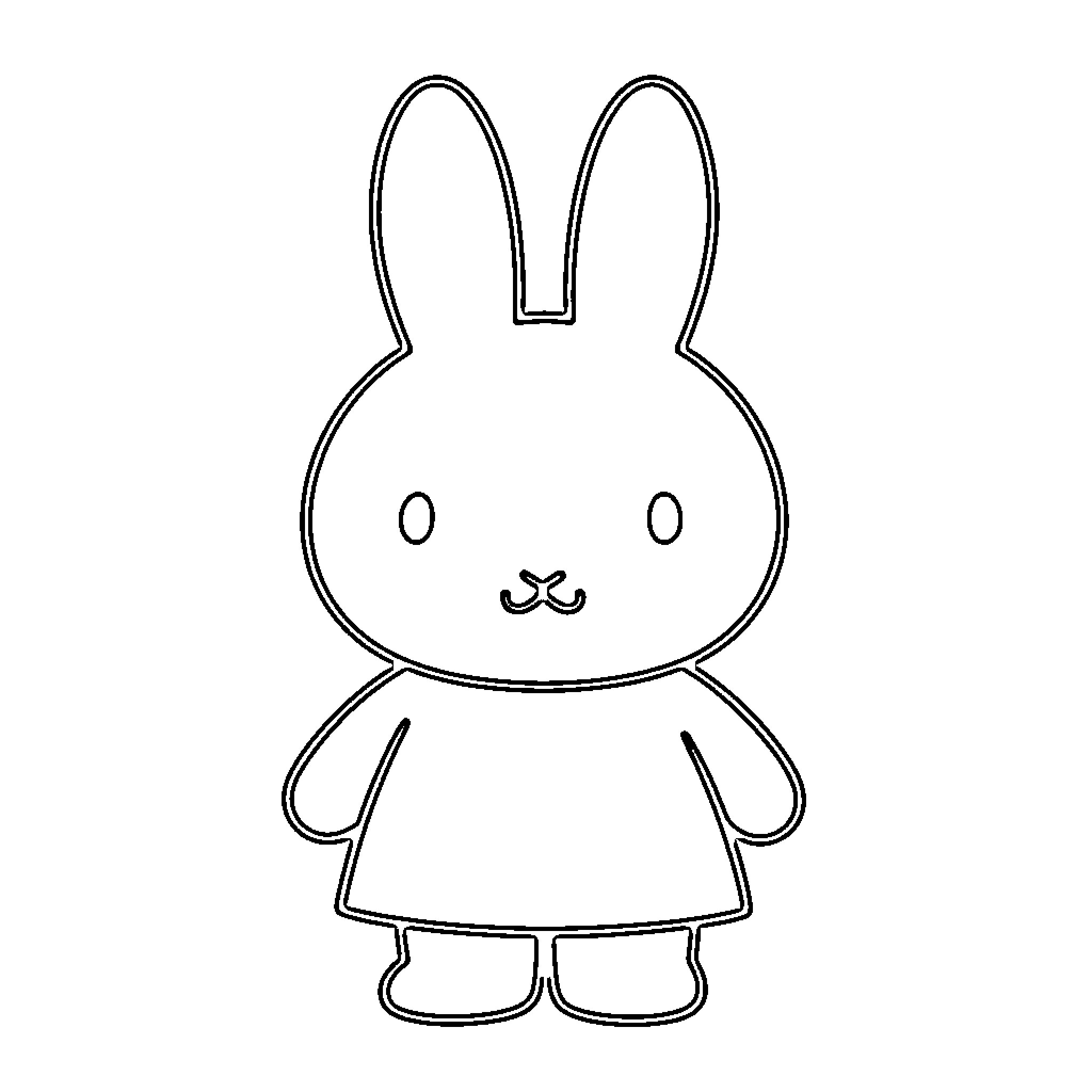 Miffy sitting peacefully Coloring Page (free black-and-white line drawing printable PDF for all, from beginners to advanced learners, including children, teens, adults, and seniors)