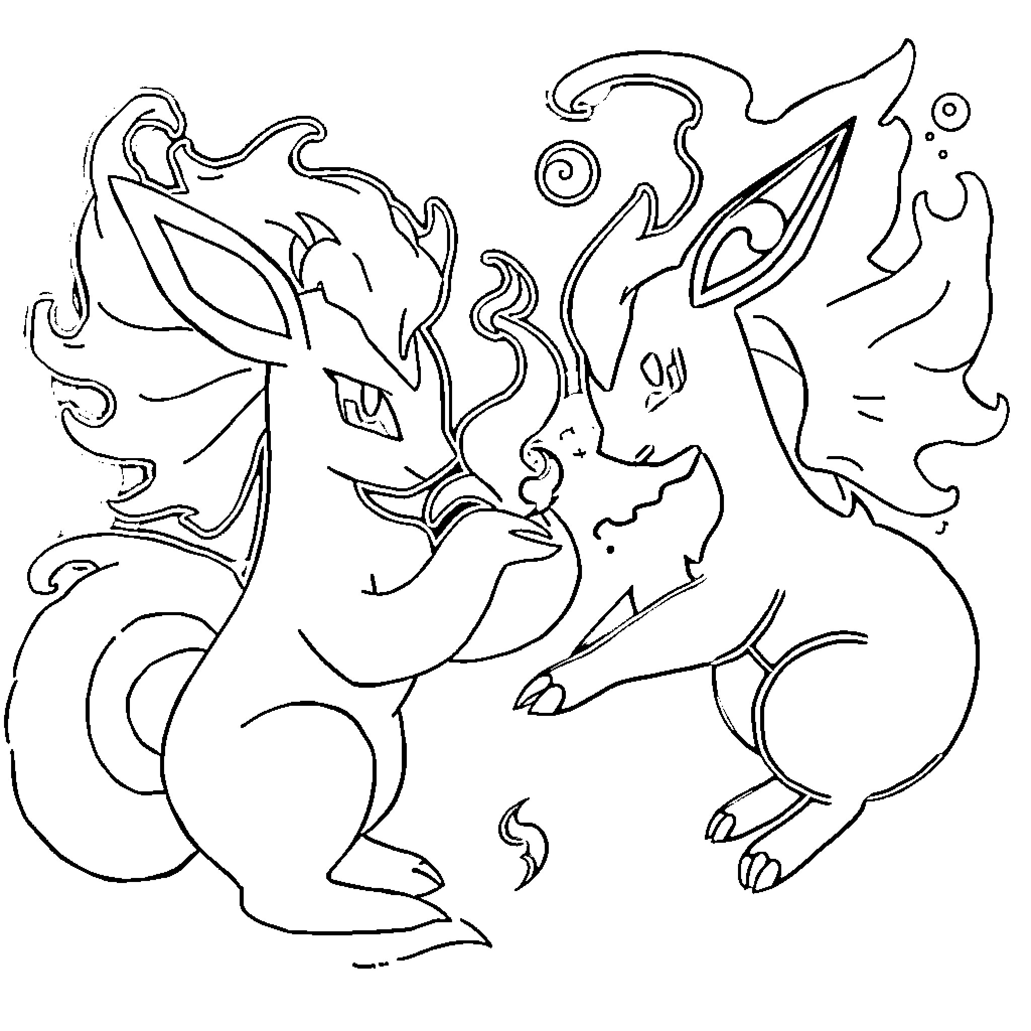 Vaporeon fantastical creature in motion Coloring Page (free black-and-white line drawing printable PDF for all, from beginners to advanced learners, including children, teens, adults, and seniors)