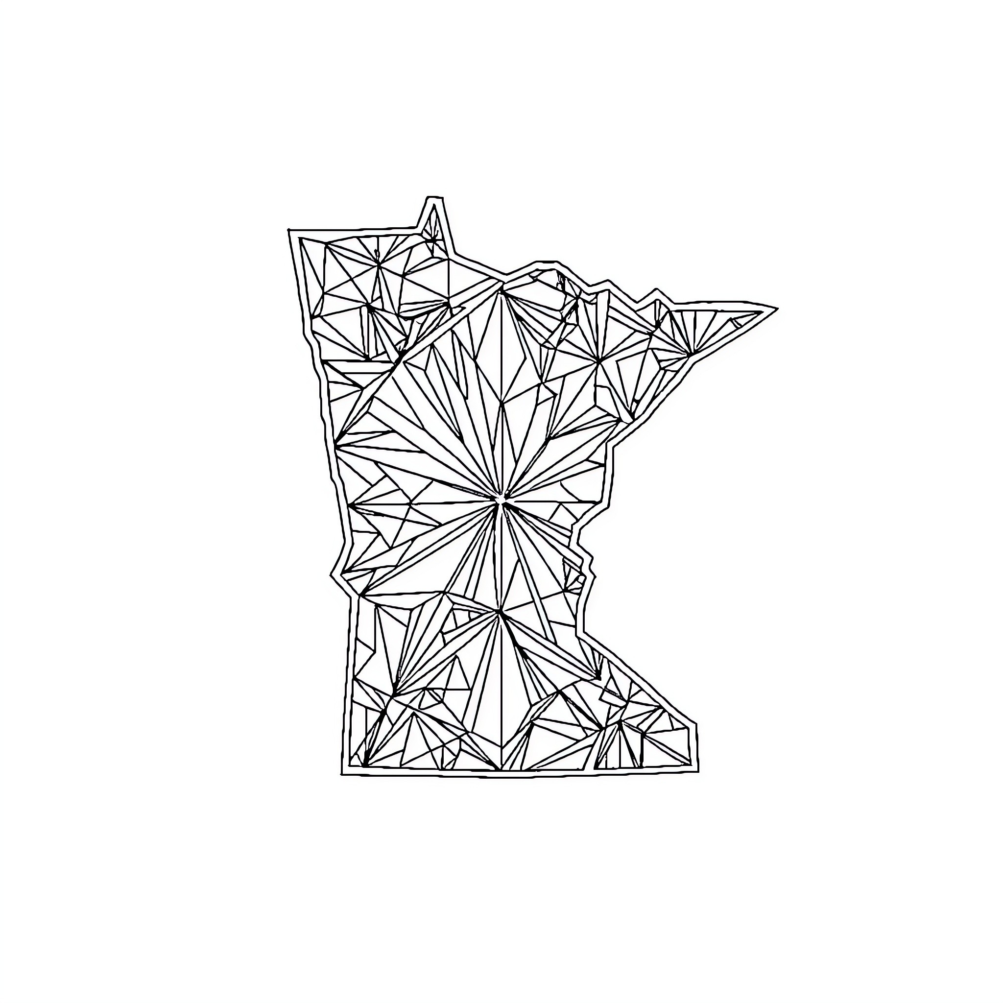 Geometric Pattern of Minnesota State Outline Coloring Page (free black-and-white line drawing printable PDF for all, from beginners to advanced learners, including children, teens, adults, and seniors)