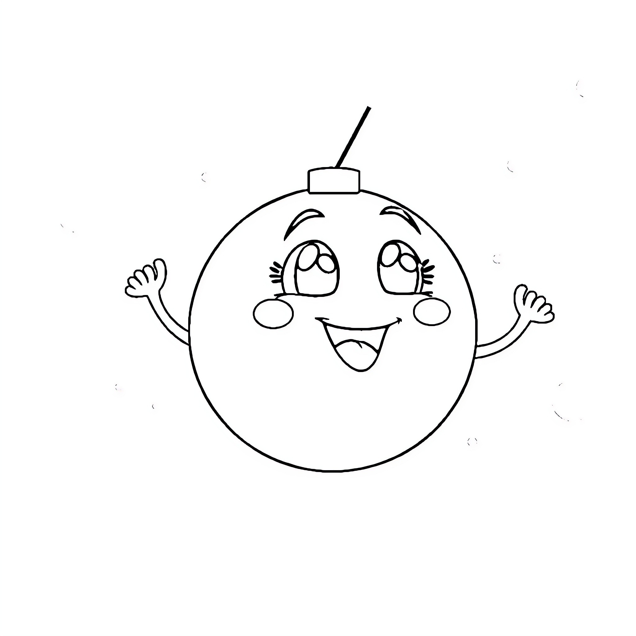 Ball character expressing excitement Coloring Page (free black-and-white line drawing printable PDF for all, from beginners to advanced learners, including children, teens, adults, and seniors)